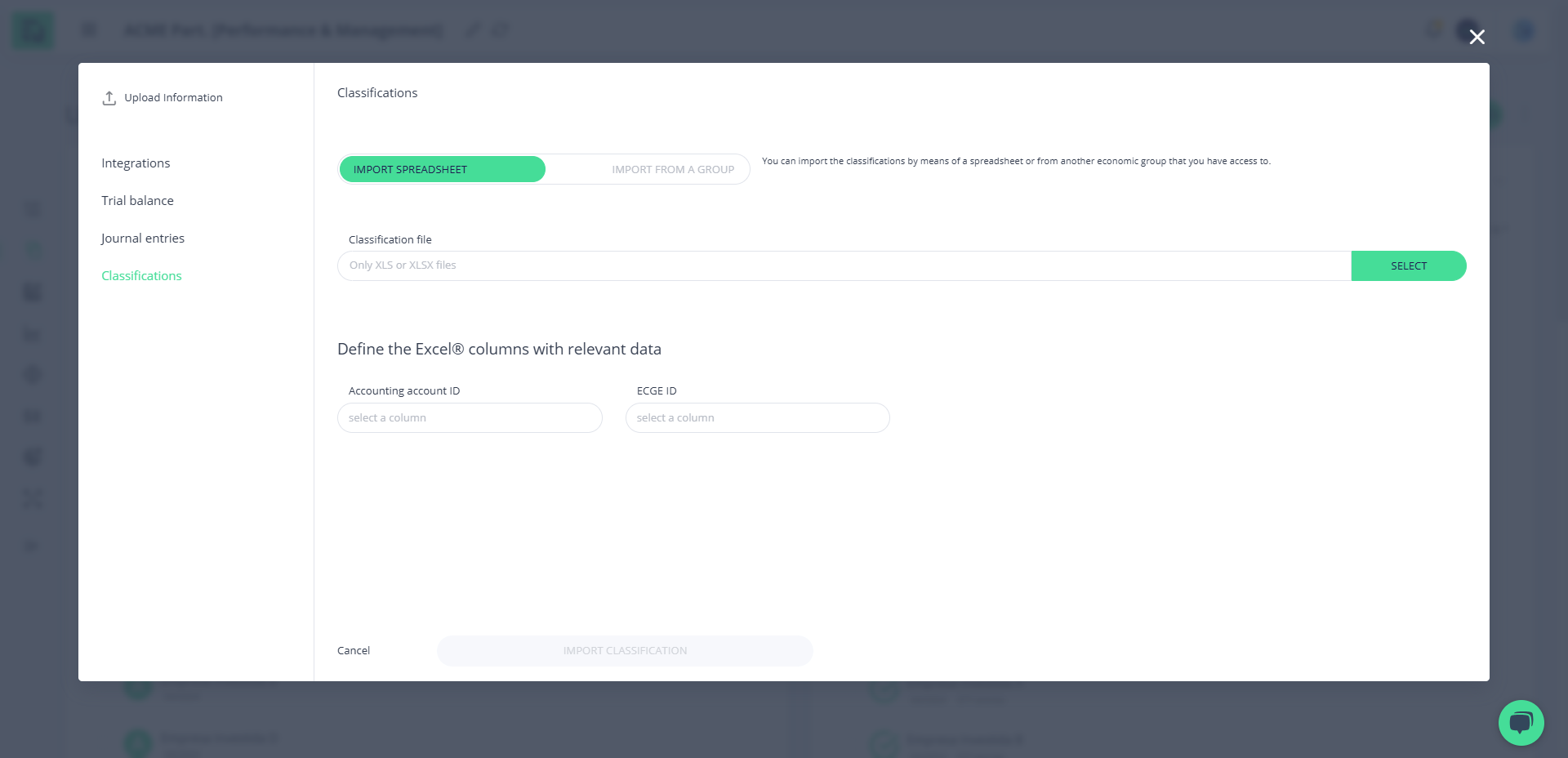 Step #9: Modal de importação de classificações via planilhas