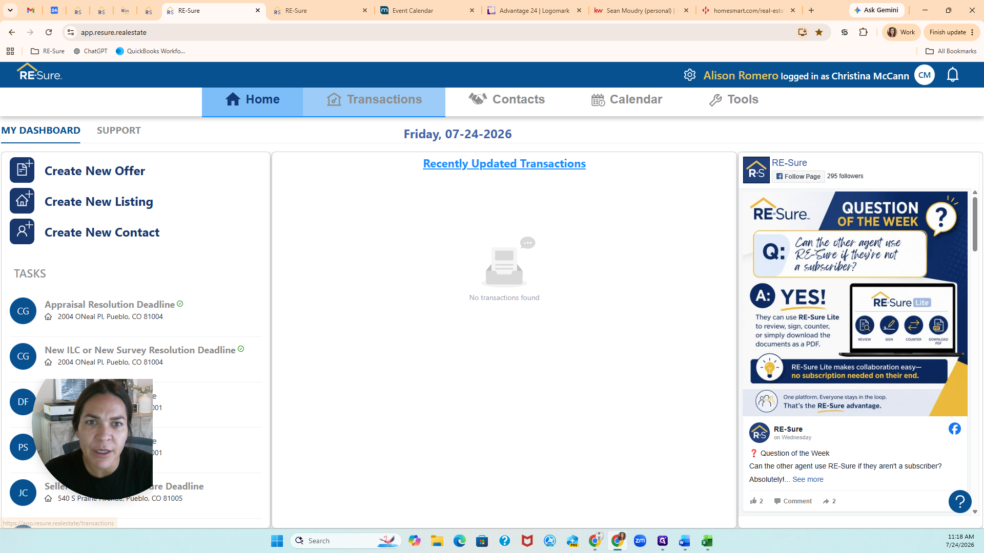 Step #1: Click the Transactions tab in the main navigation.