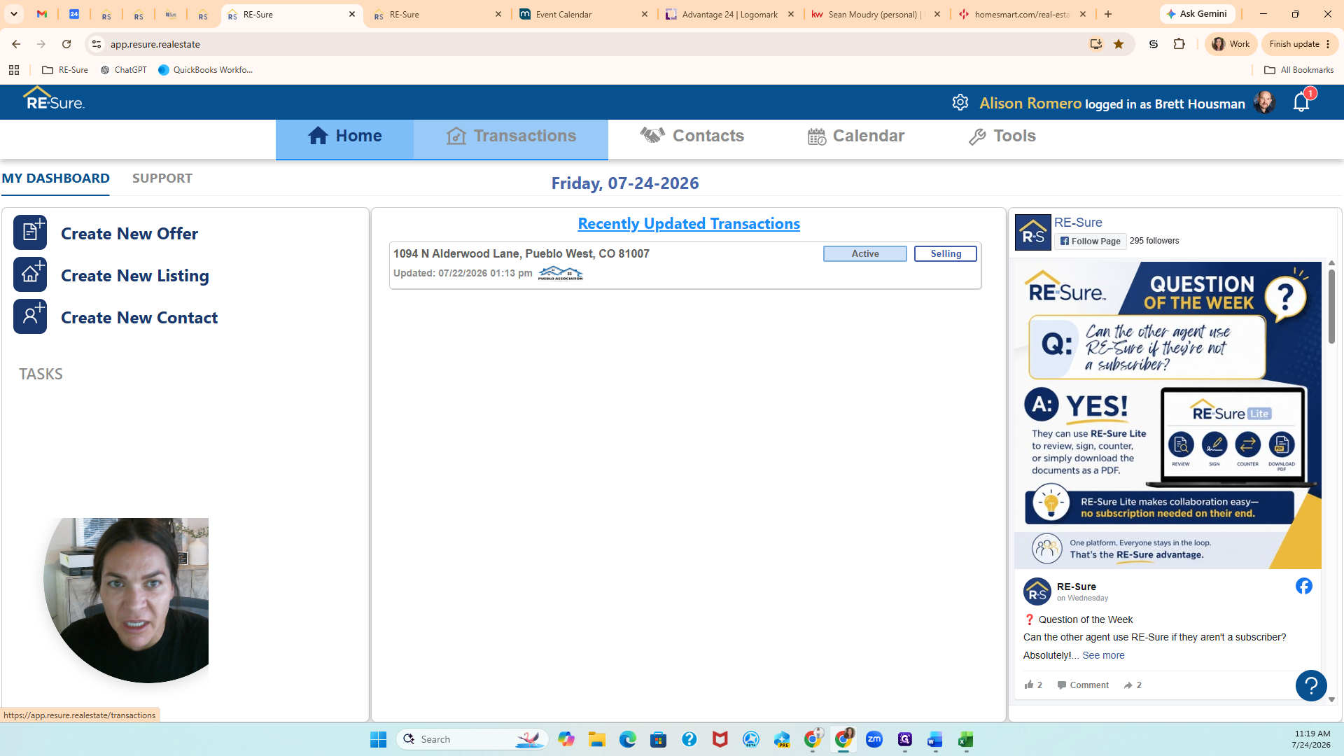 Step #5: Click Transactions in the sidebar to manage their specific listings or purchases.