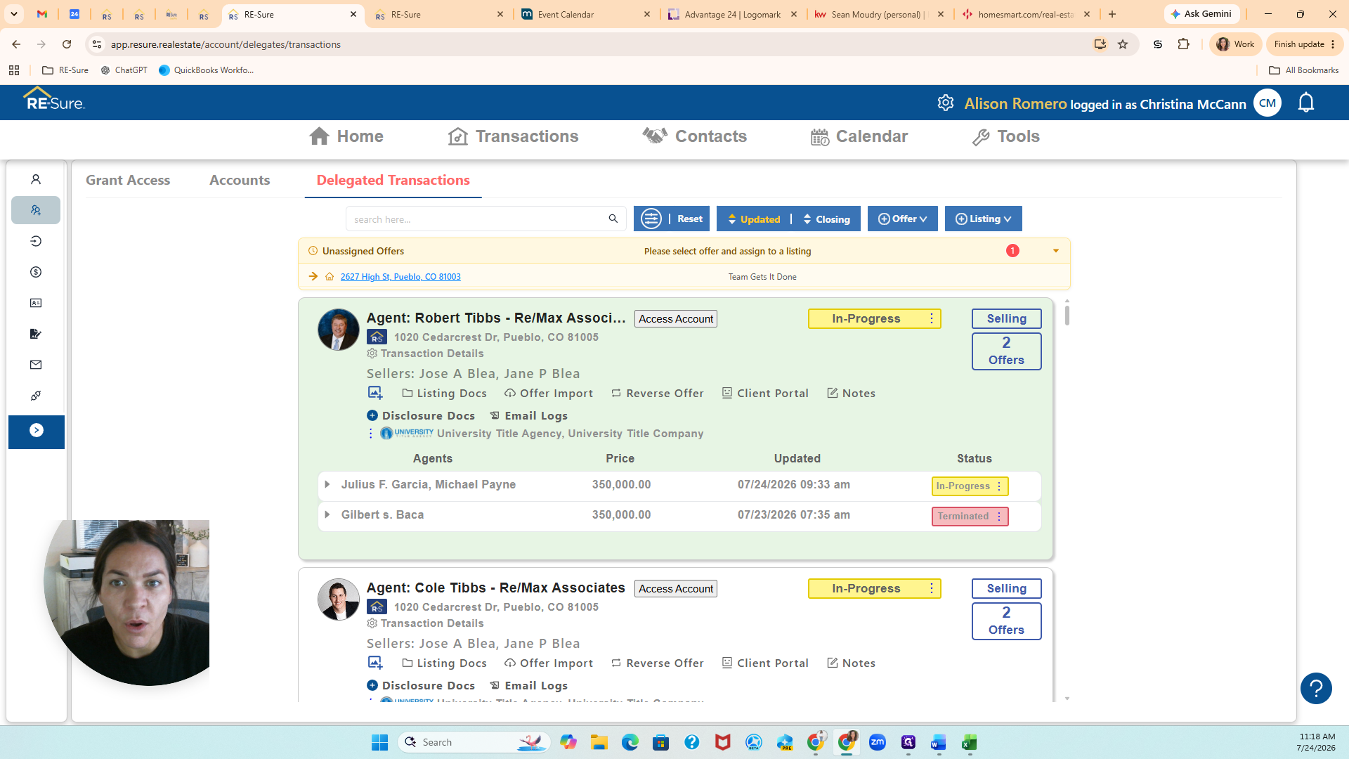 Step #3: Click the Accounts tab to view your roster of agents.