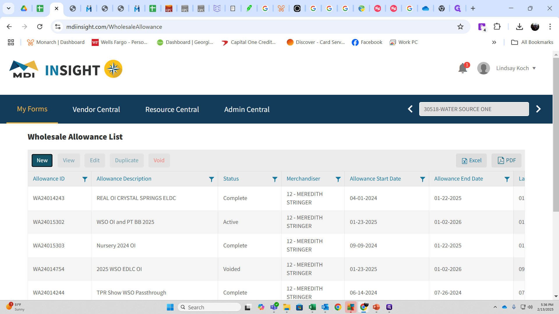 Step #6: To create a warehouse allowance, Click on "New" from the wholesale allowance list