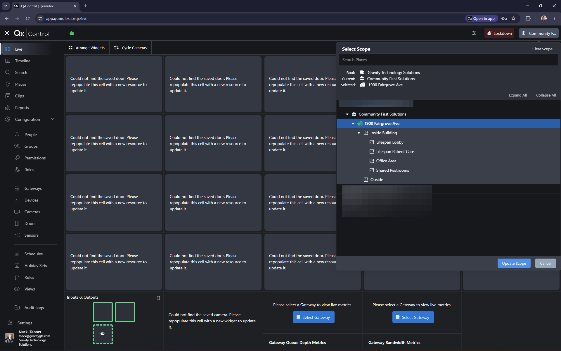 Step #4: Select your specific location scope from the top-right menu (e.g., 1900 Fairgrove Ave) and click Update Scope.