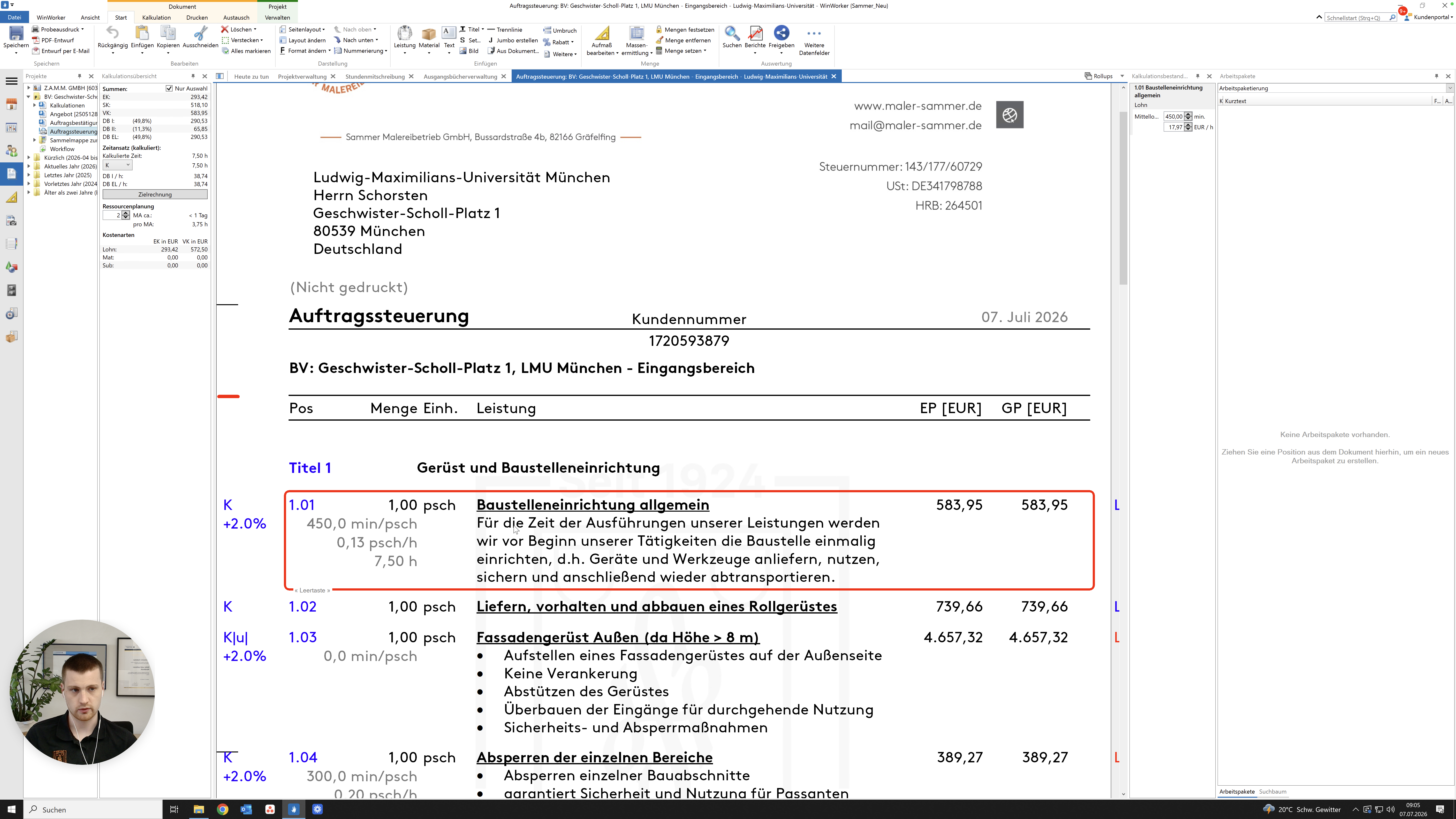 Step #4: Ziehen Sie eine Hauptposition aus dem Dokument per Drag-and-drop in den Bereich der Arbeitspakete.