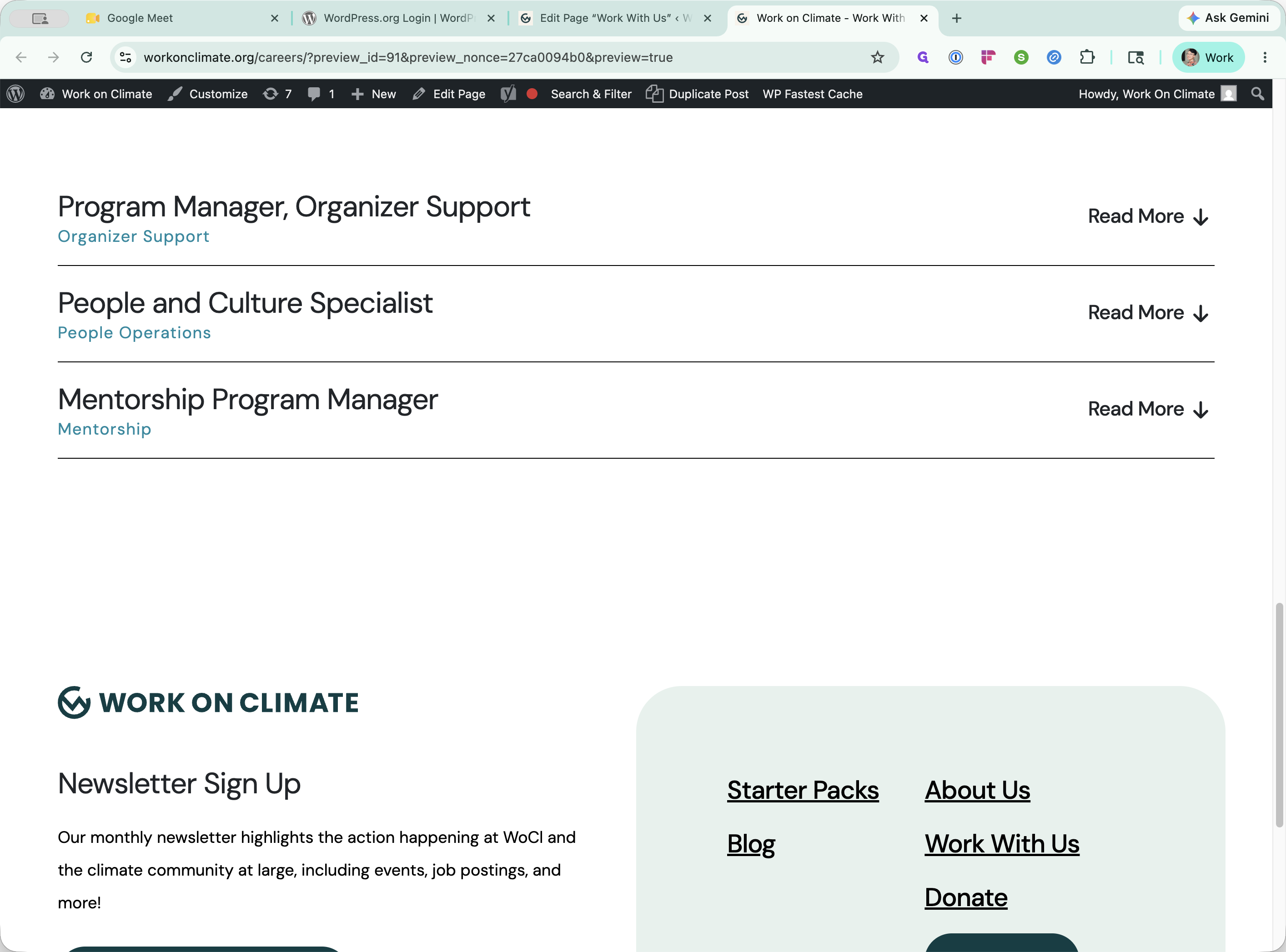 Step #9: Scroll down to the volunteer positions section and click your new accordion item to ensure the text expands and displays correctly.