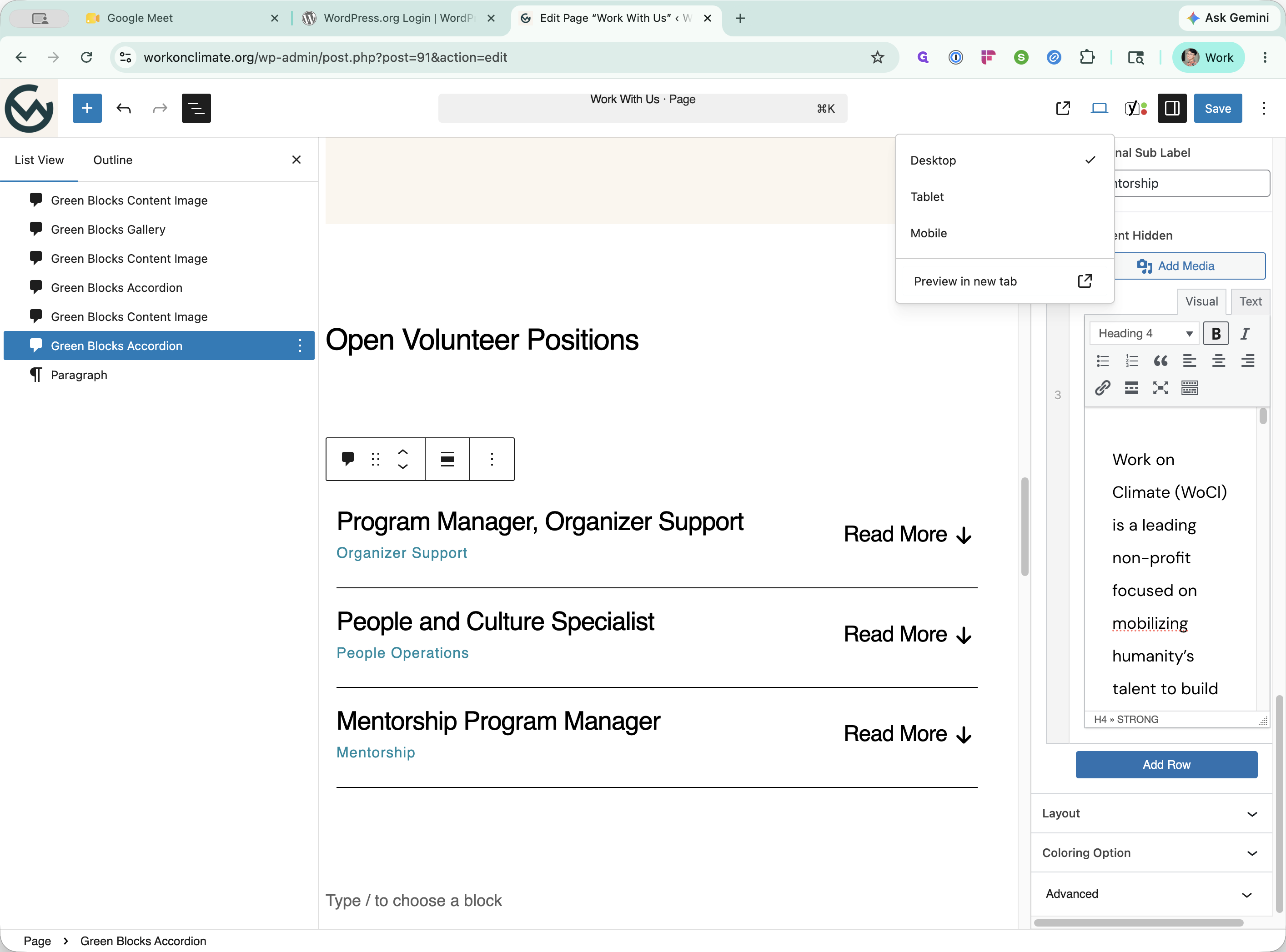 Step #8: Select Preview in new tab to see how the published page will behave live.