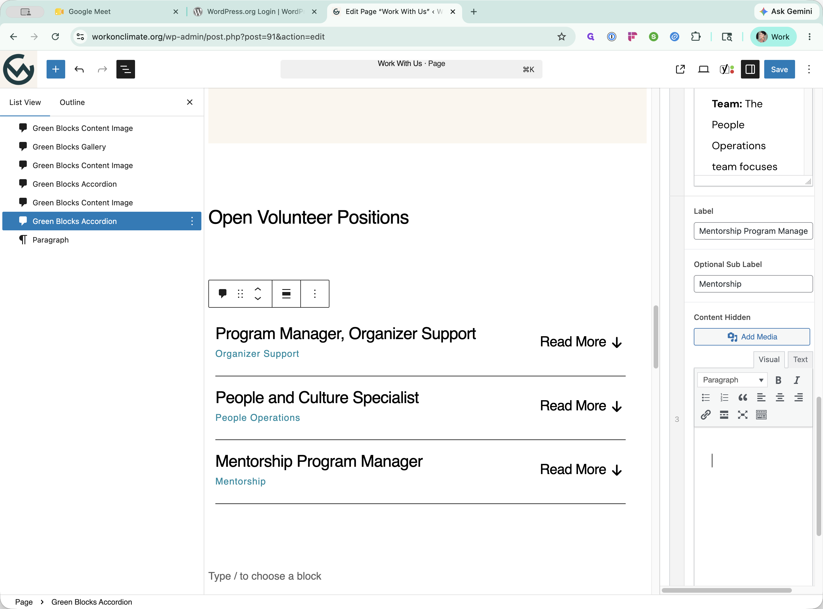 Step #5: Fill out the Optional Sub Label and paste the full position details into the main content editor.