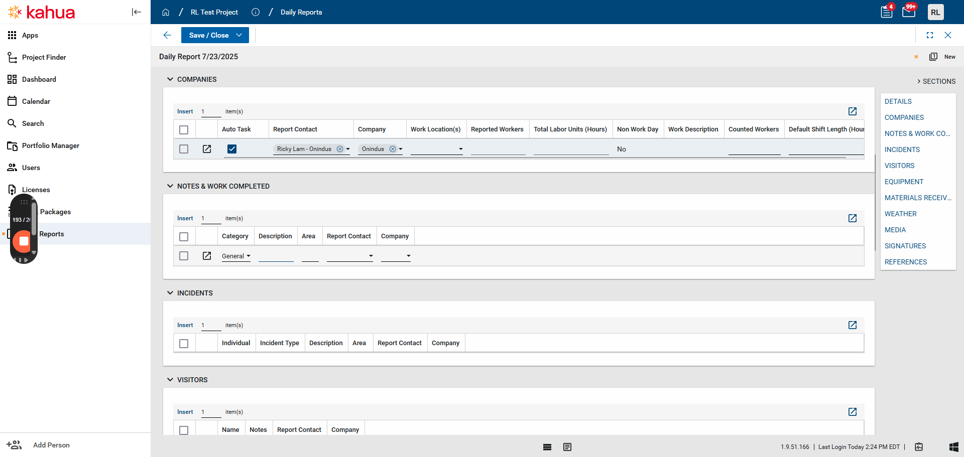 Step #15: Enter a description of the work completed