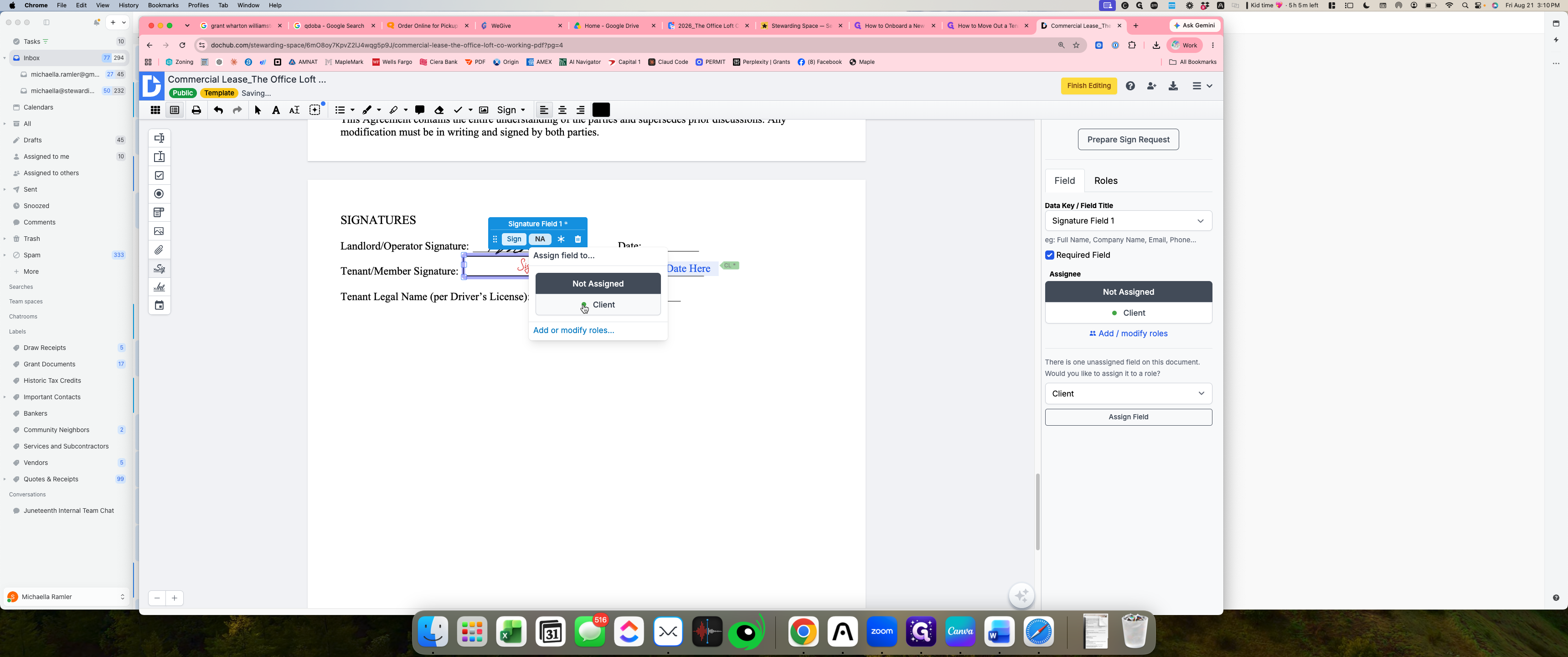 Step #22: Click Client to assign the signature requirement.