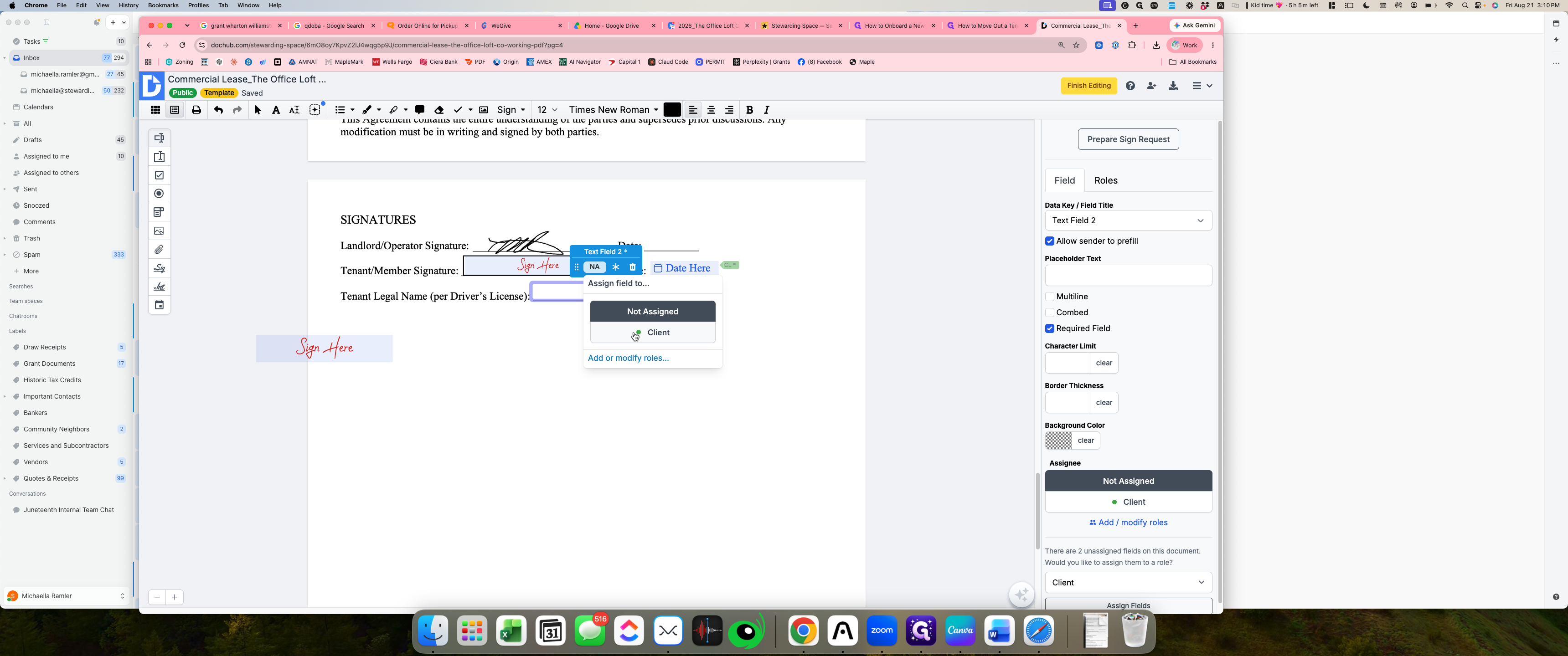 Step #26: Click Client to assign the legal name input.