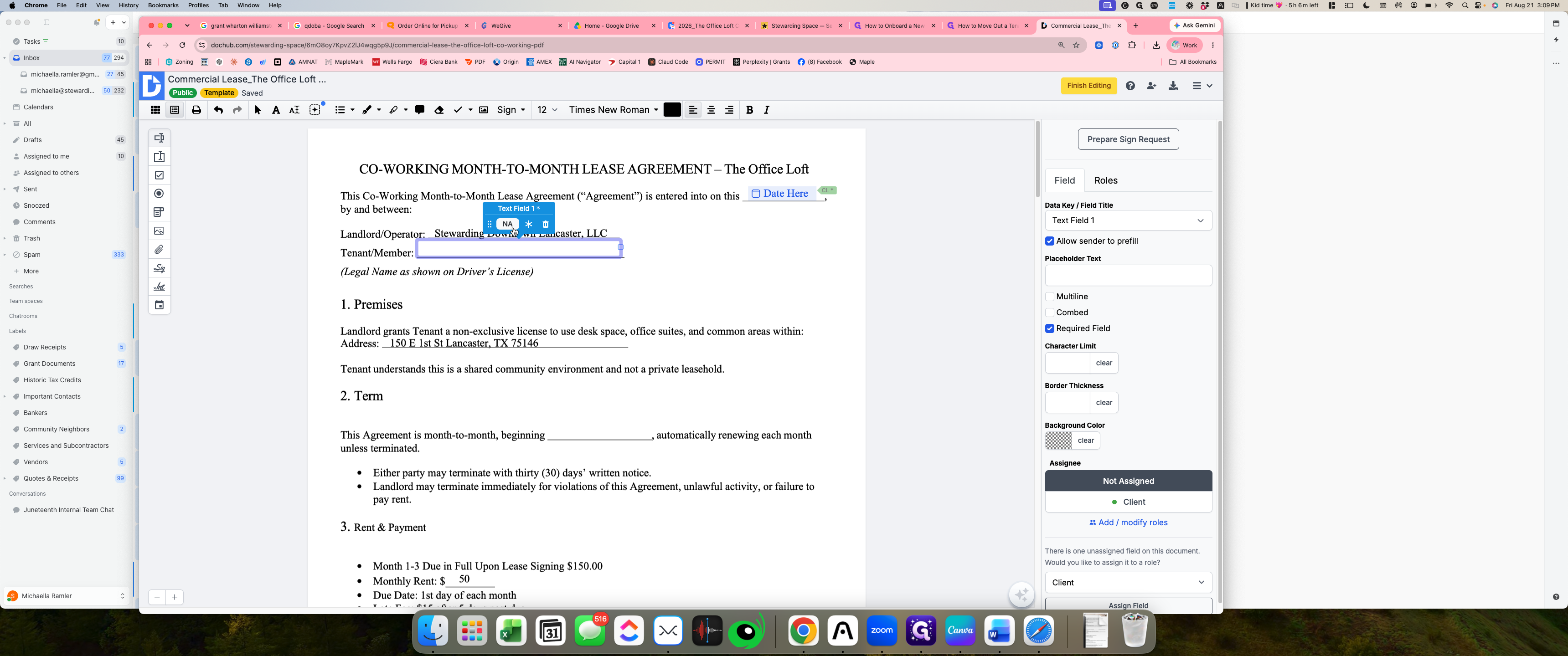 Step #17: Click NA on the field configuration toolbar.