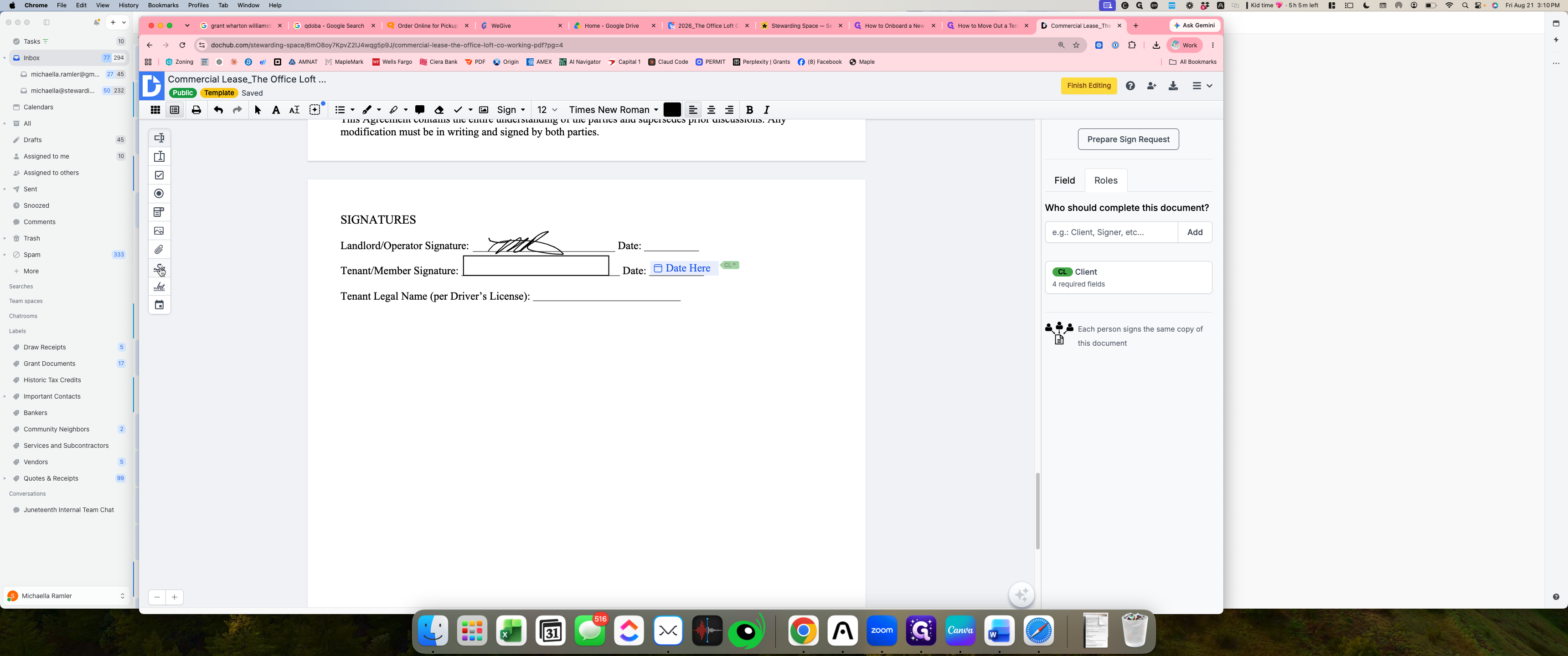 Step #19: Click the Signature field tool on the left toolbar.