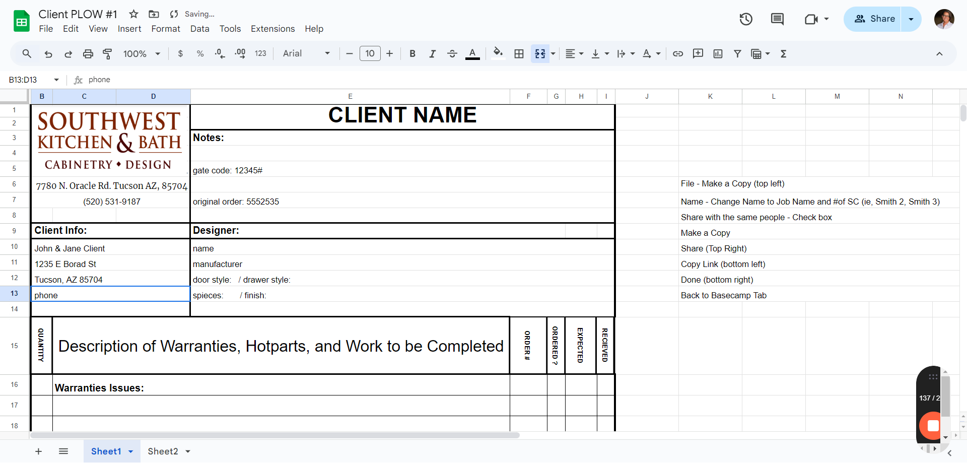 Step #11: Click on "Client Info :" and enter all relevant information