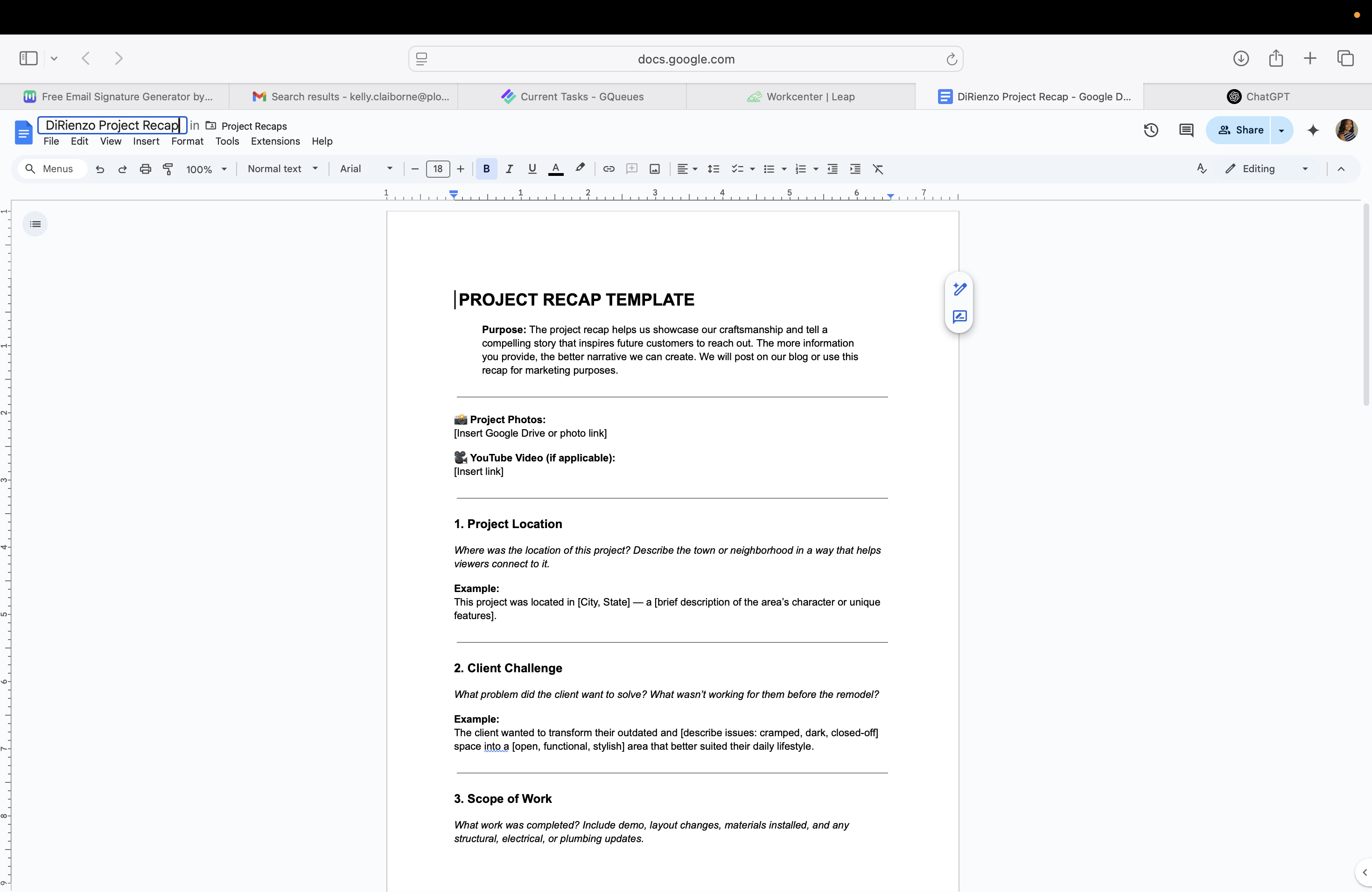 Step #13: Drag "DiRienzo Project Recap"