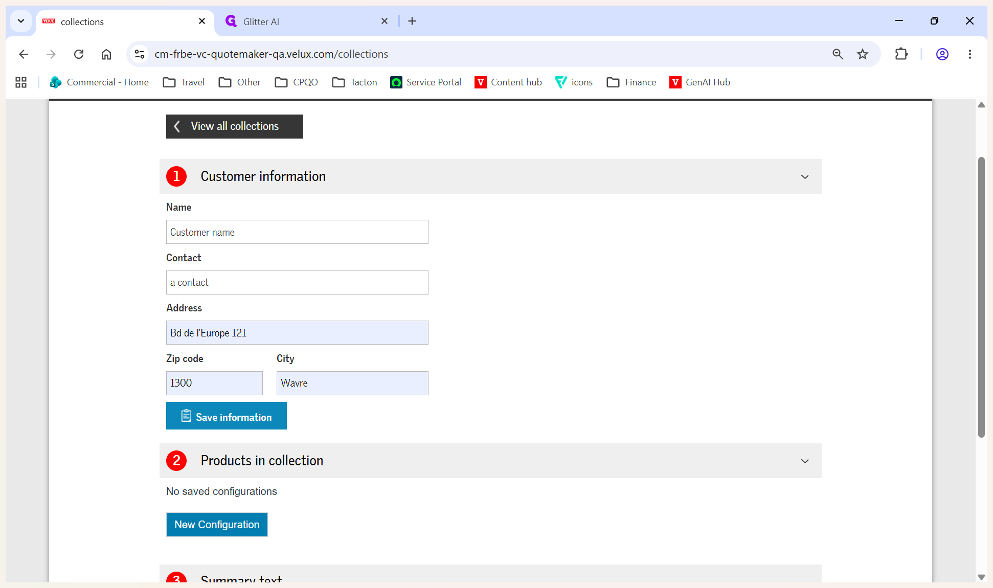 Step #5: Fill in the customer information (such as name, address, zip code, and city), then click Save information.