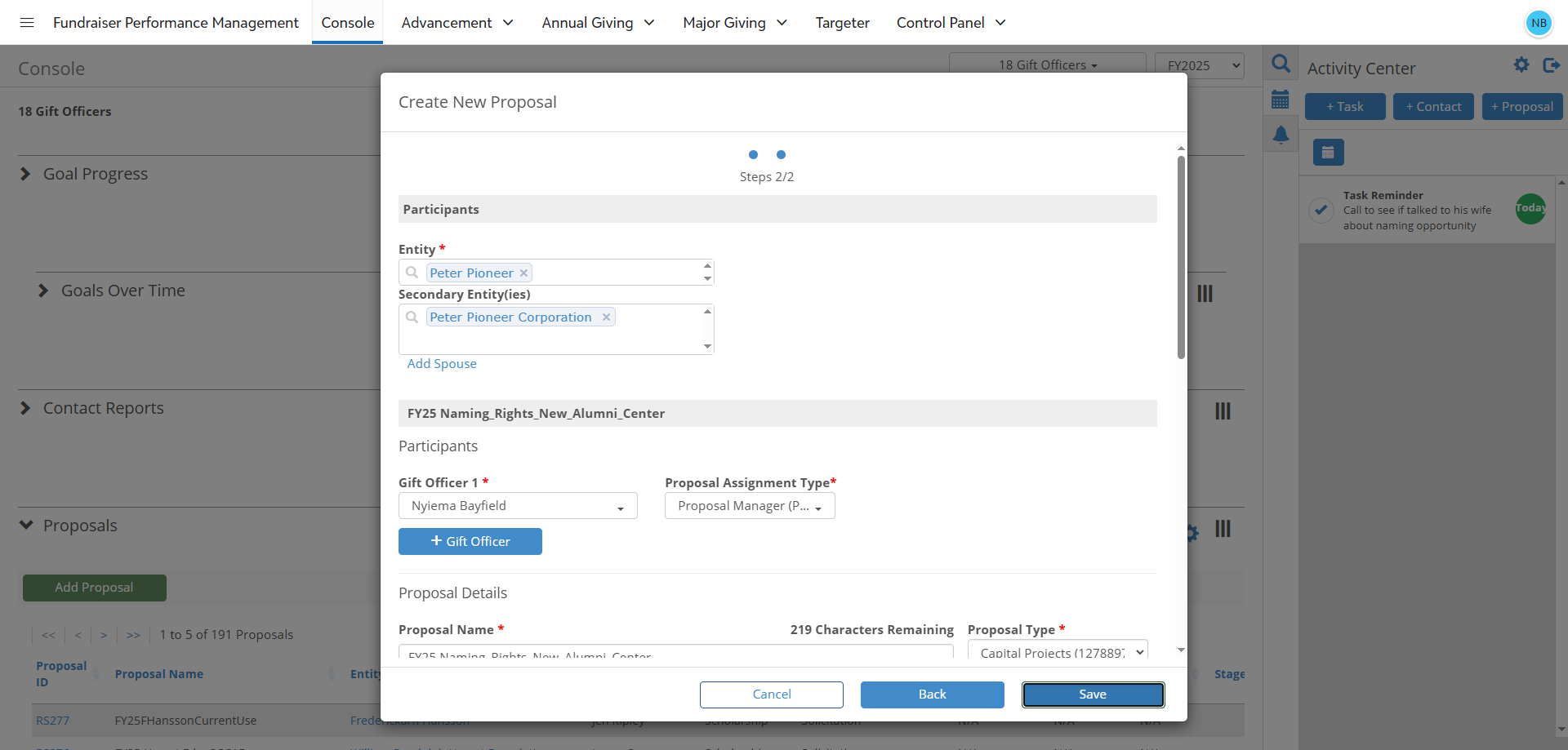 Step #24: Review the details of the proposal and then press the "Save" button.