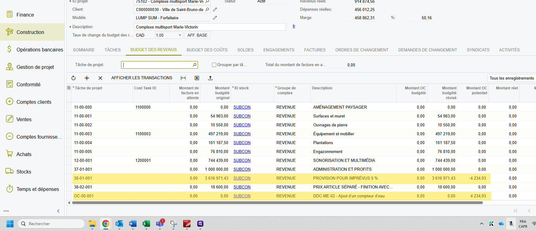 Step #3: Cliquez sur "BUDGET DES COÛTS"