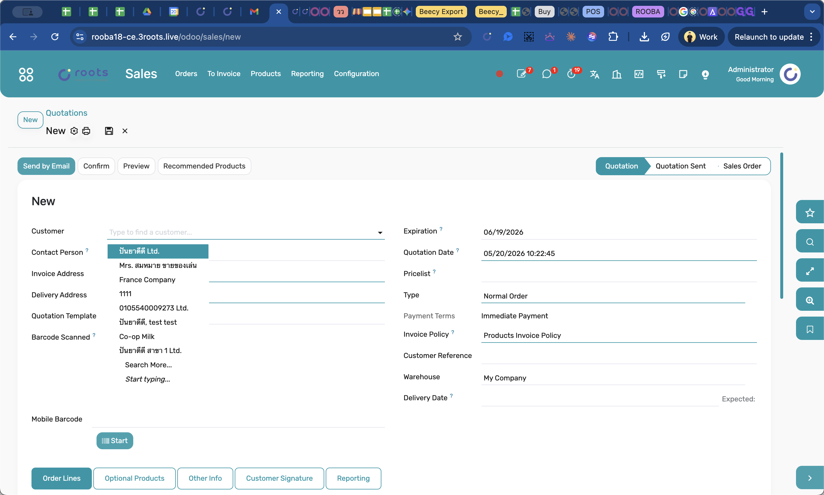 Step #3: Open the Customer dropdown and select the relevant client for this transaction.