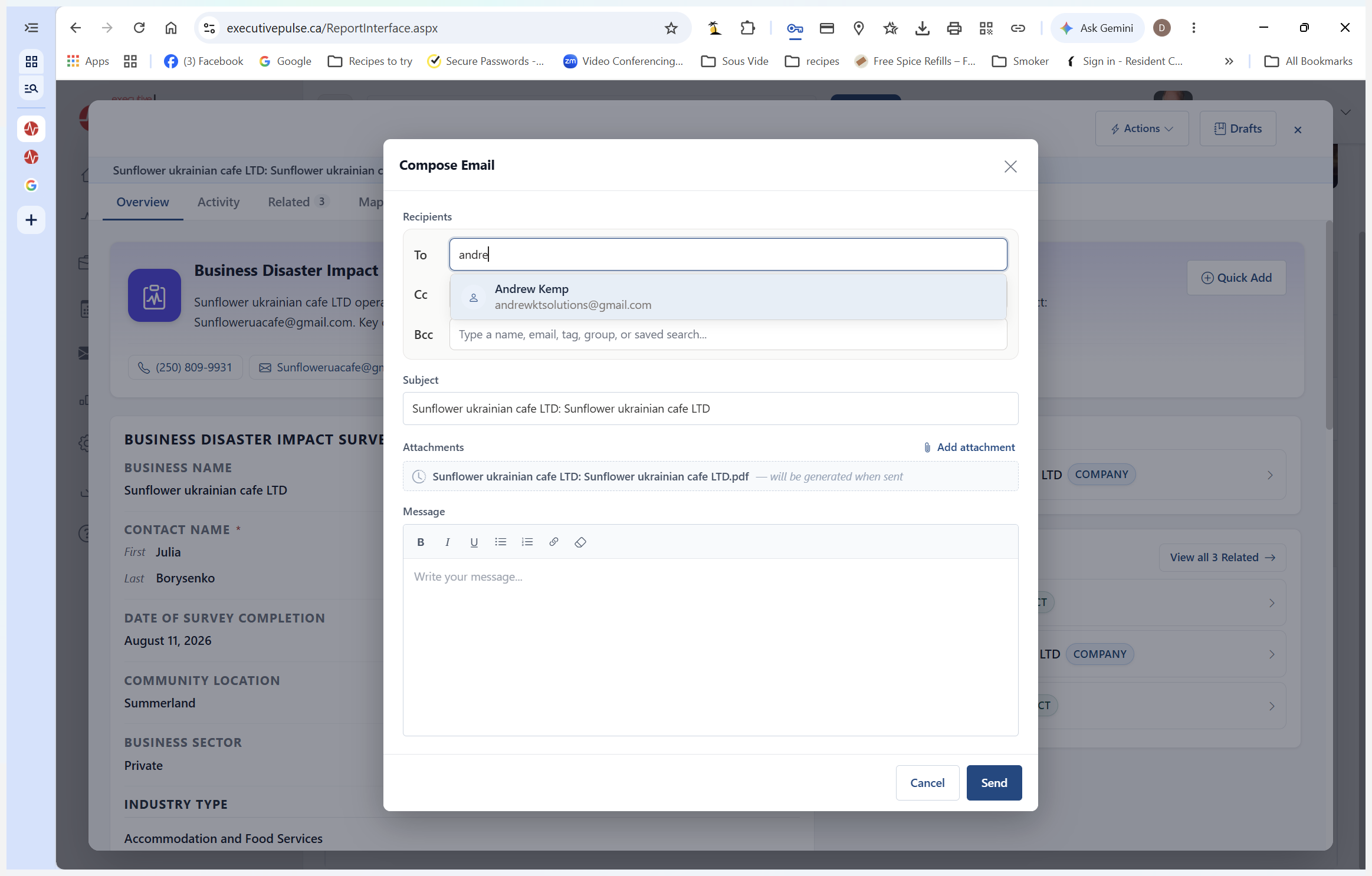 Step #19: Type the assigned volunteer's name into the recipient box and select their email address.