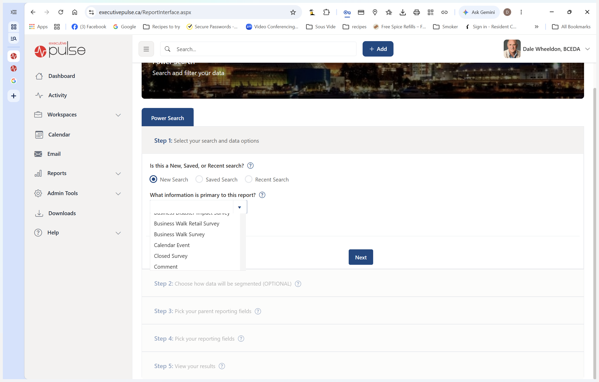 Step #4: Select Business Disaster Impact Survey from the primary information dropdown menu.