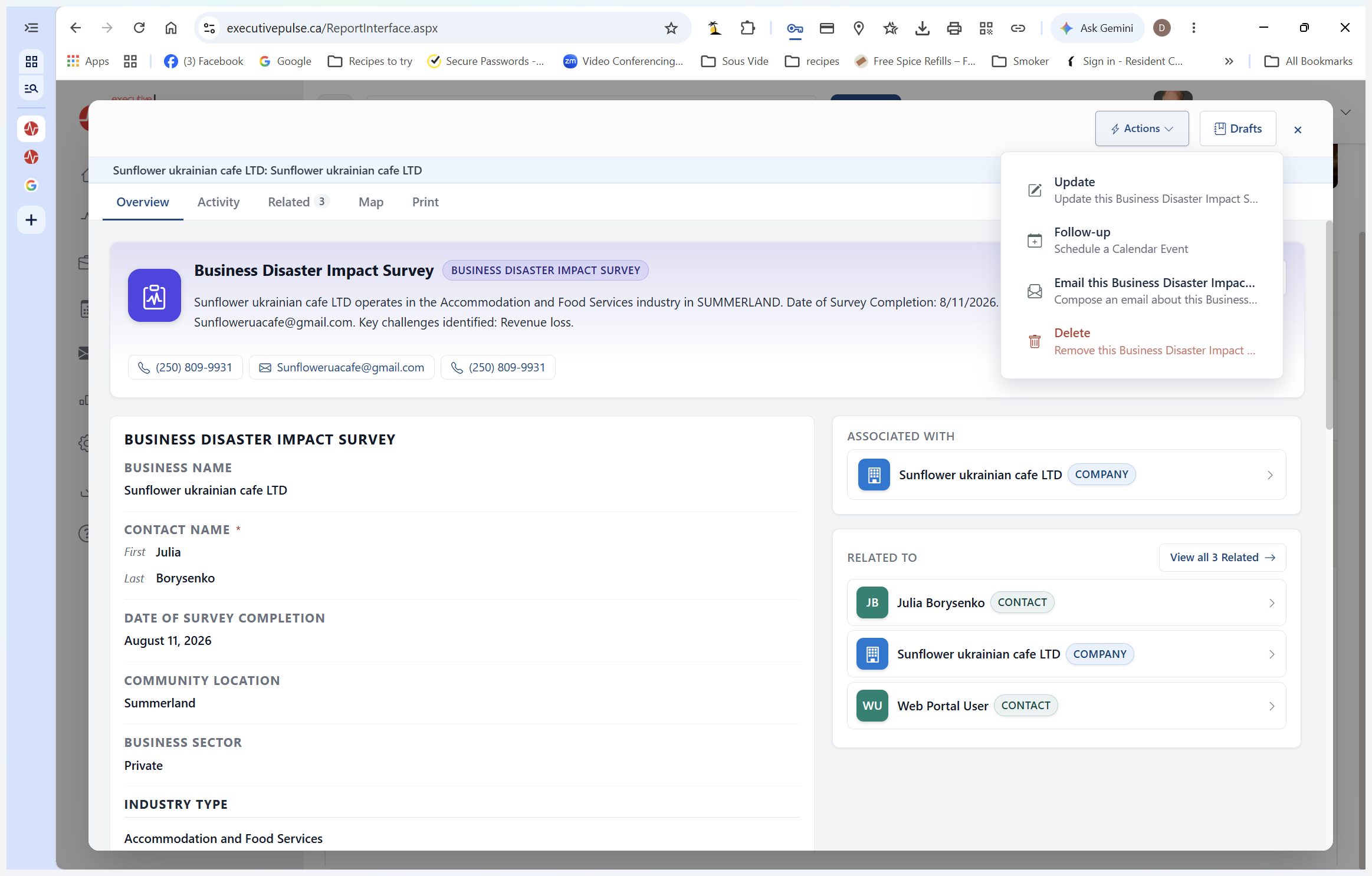 Step #17: Click the Actions dropdown menu in the upper right corner.