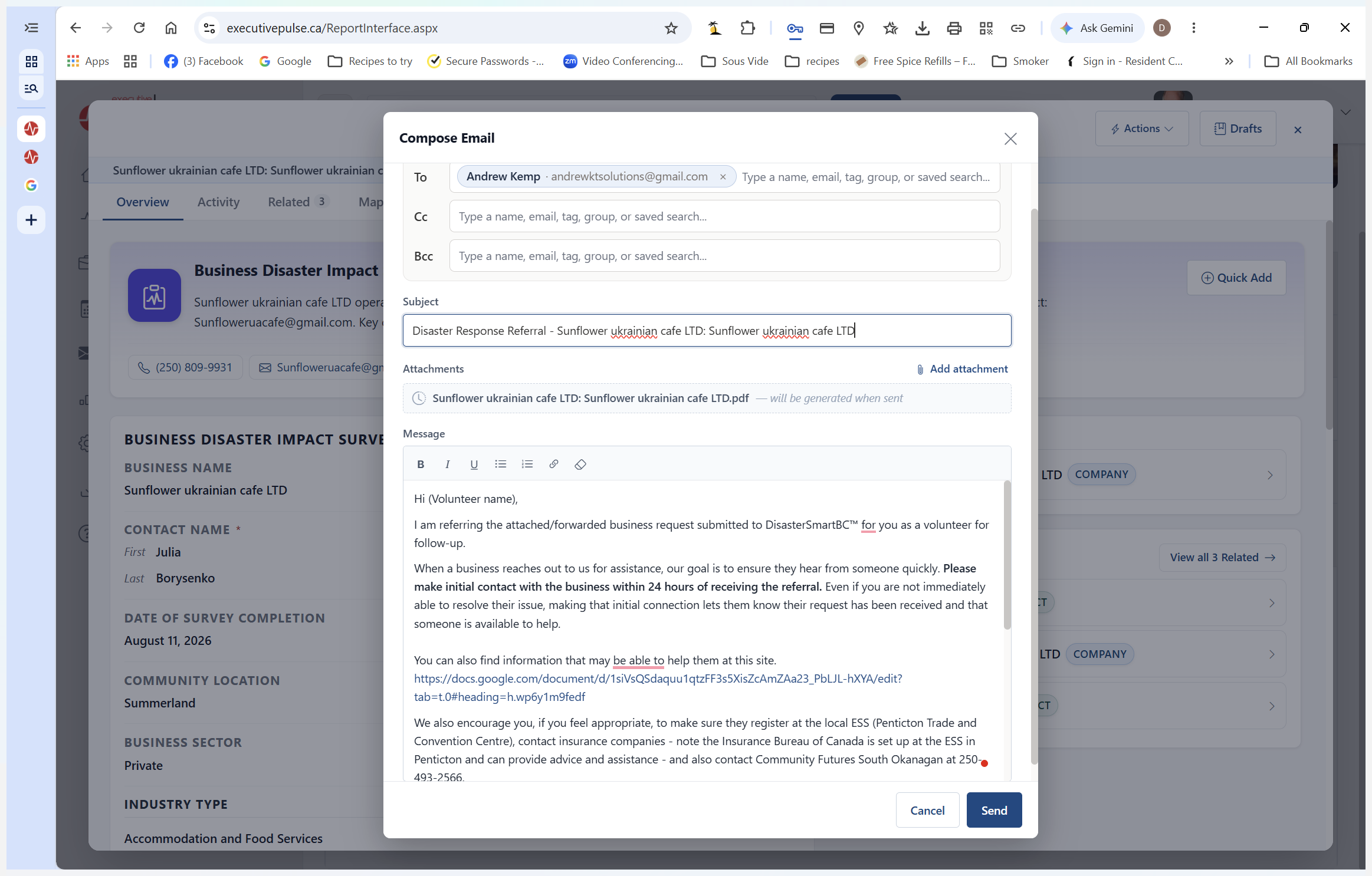 Step #21: Click Send to dispatch the referral.