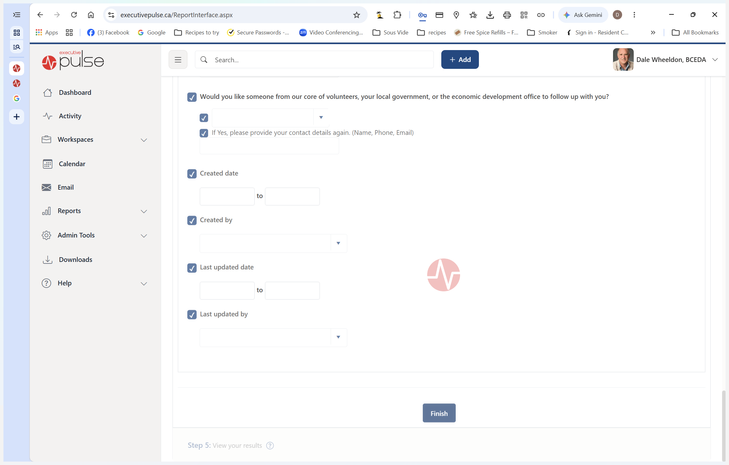 Step #8: Scroll down to the bottom of the page and click Finish to generate the list of businesses.