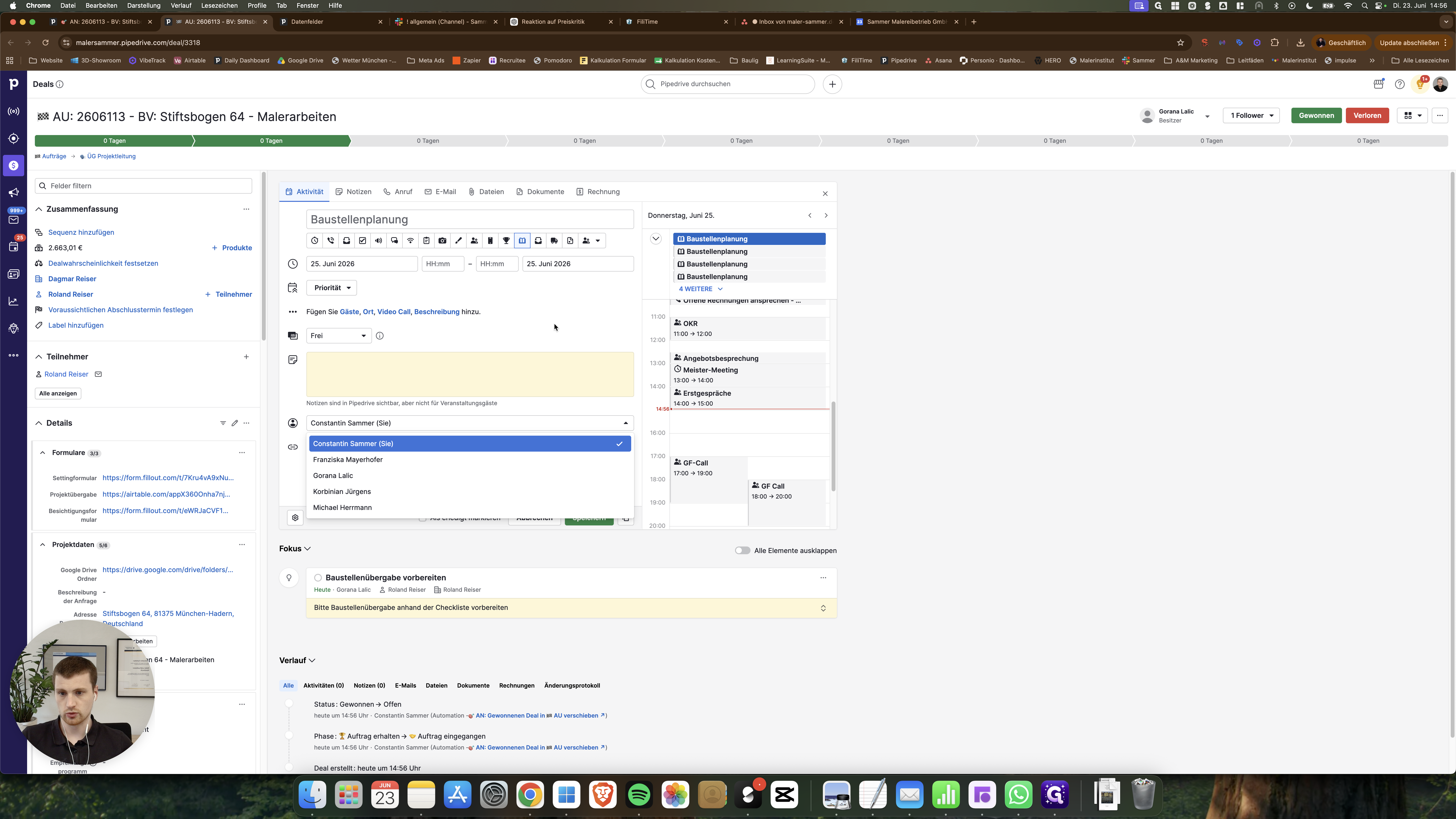 Step #51: Weisen Sie die Aufgabe im Dropdown-Menü dem zuständigen Projektleiter zu.