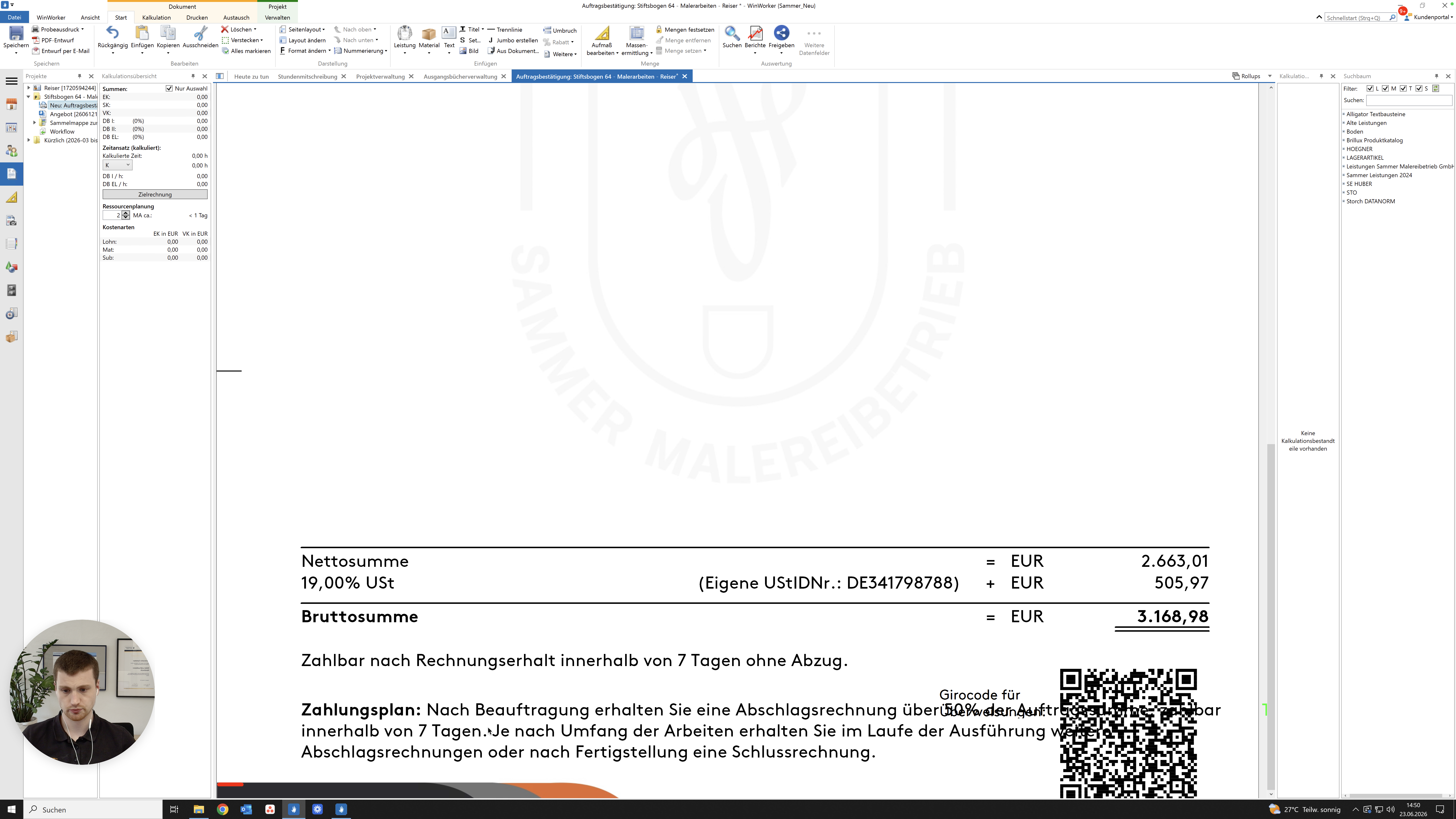 Step #17: Klicken Sie auf den Textbereich nach der Gesamtsumme.