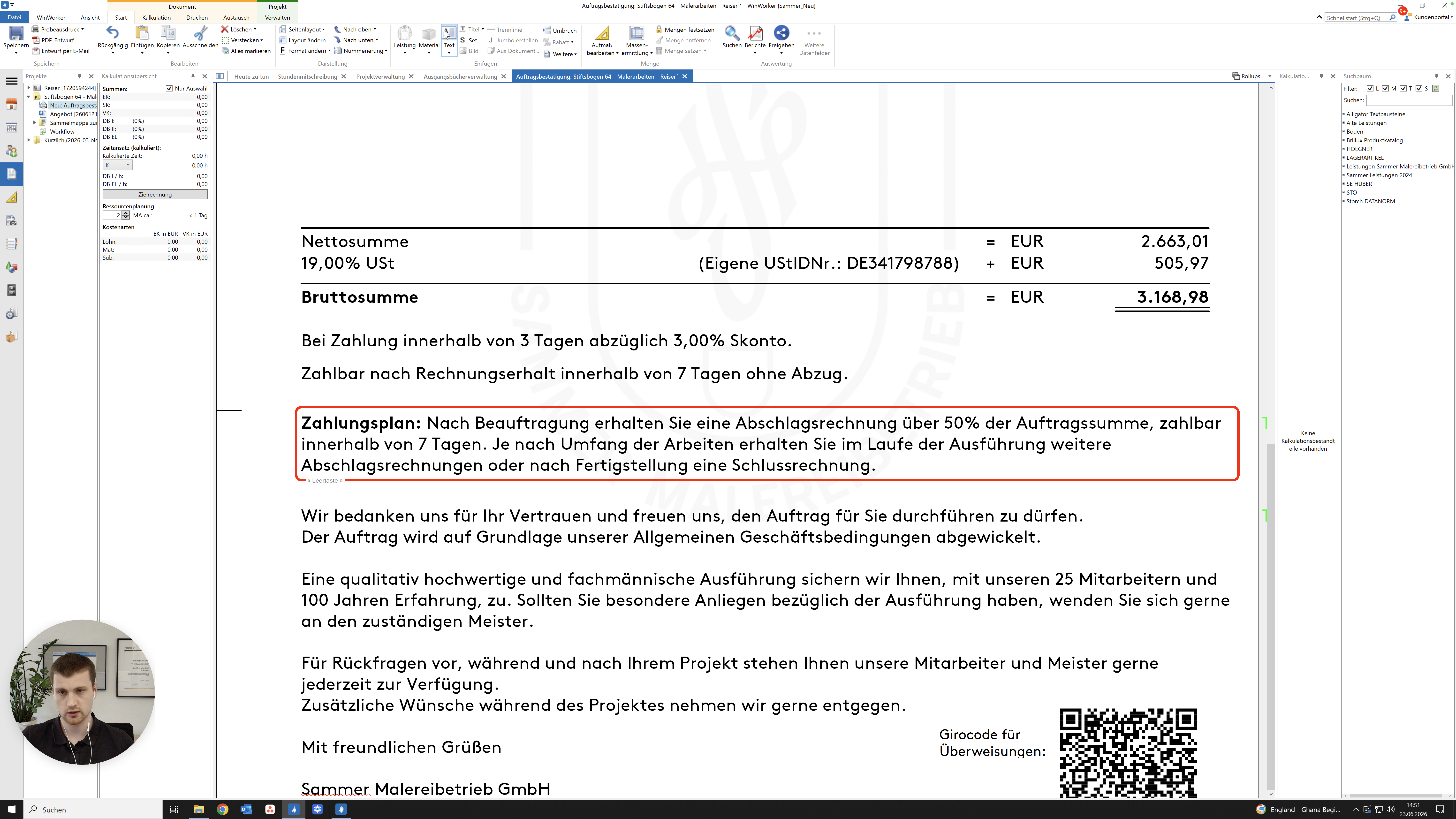 Step #24: Klicken Sie auf den Bereich für den Zahlungsplan.
