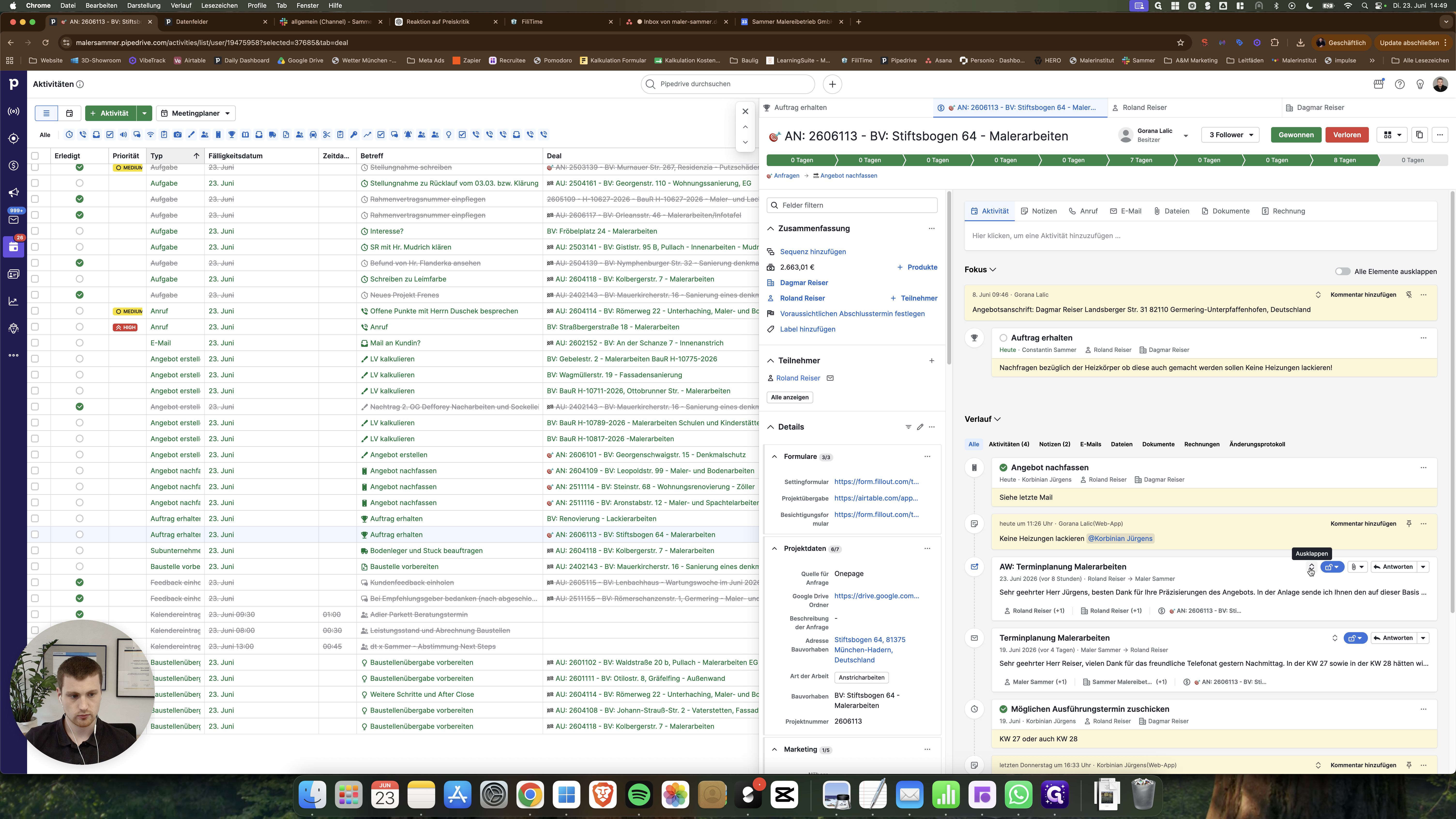 Step #1: Öffnen Sie die E-Mail des Kunden im Aktivitäten-Feed in Pipedrive.