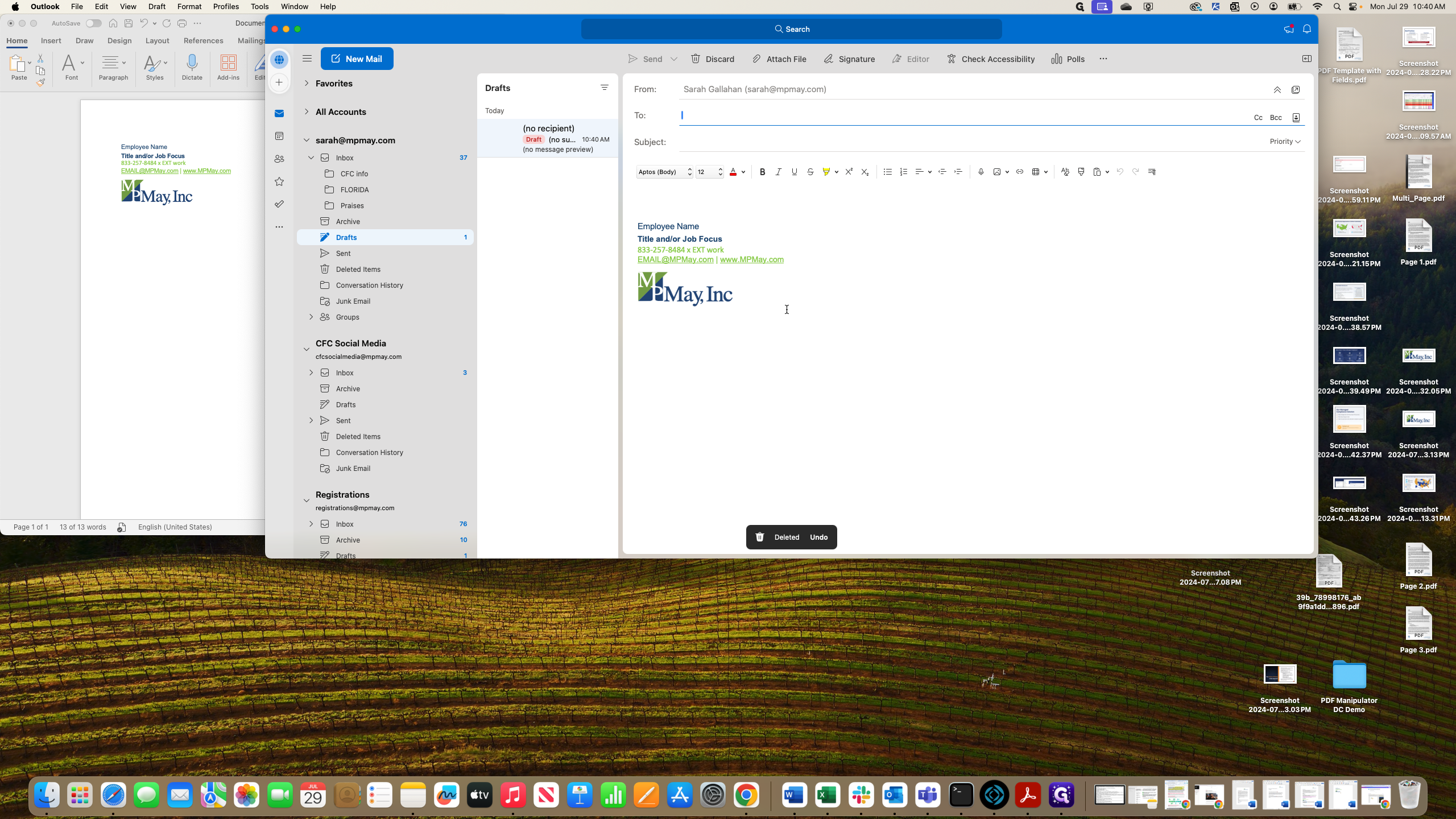Step #13: Your new email signature should pop up in the new mail message.