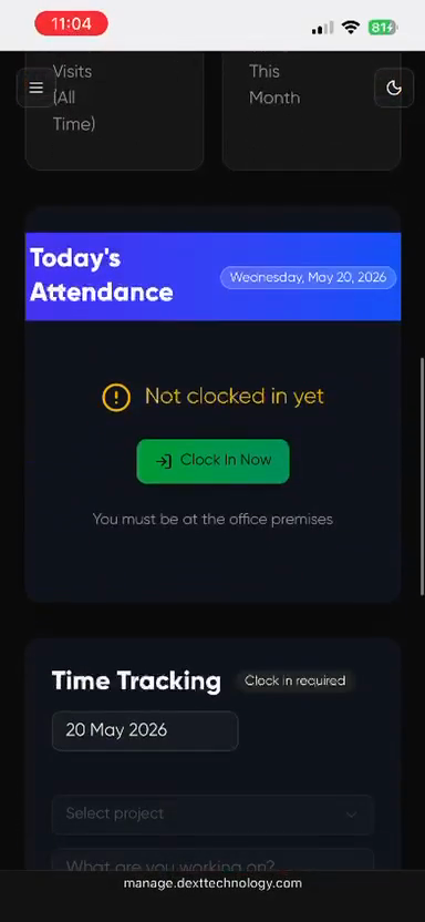 Step #1: Tap the Clock In Now button on the main dashboard.