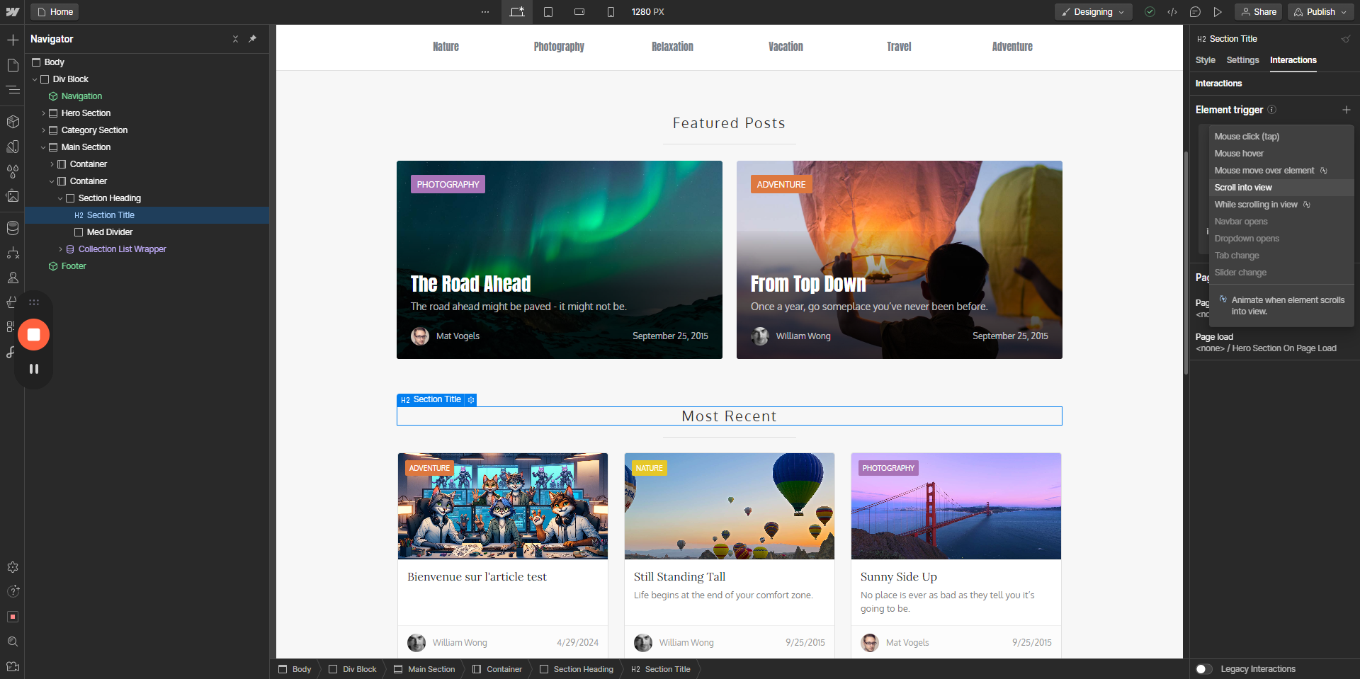 Step #5: Click "Scroll into view"