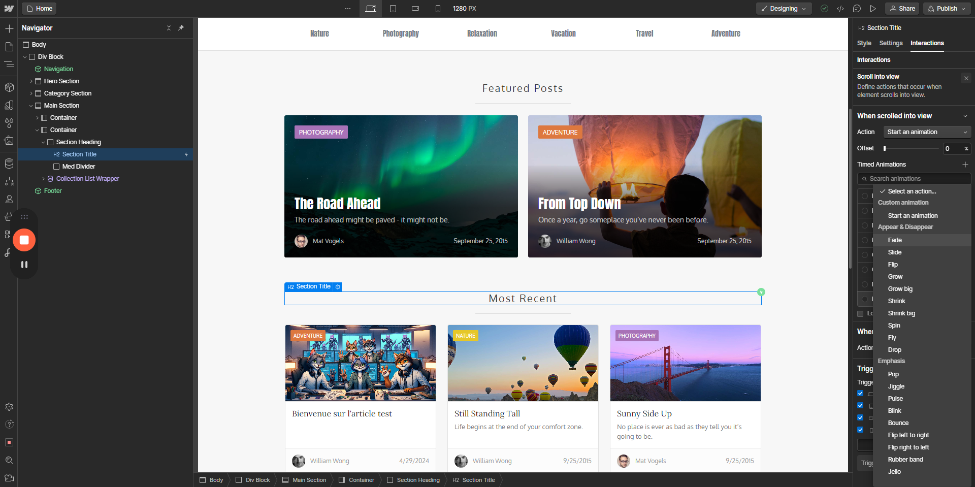 Step #9: Click "Start an animation Appear & Disappear"