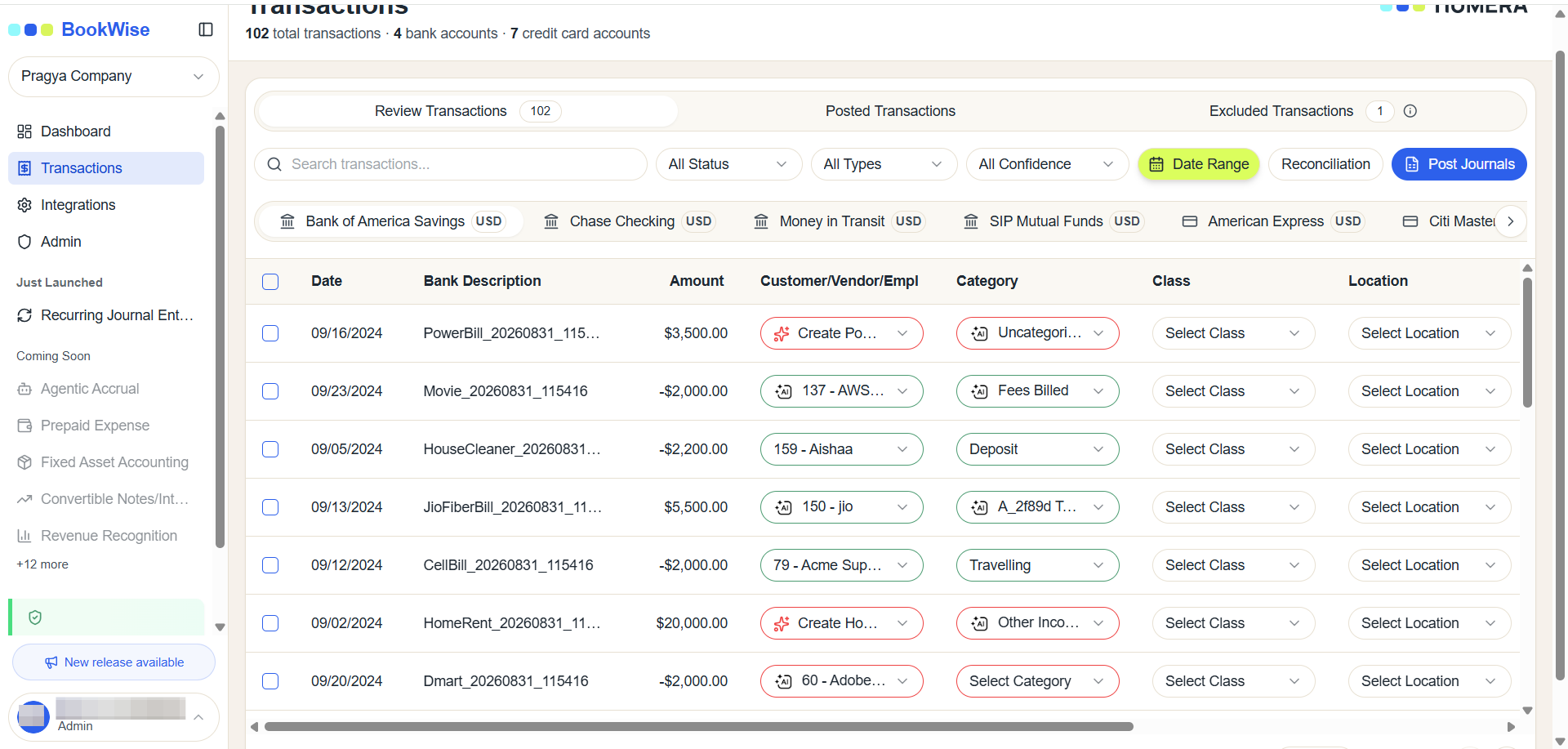 Step #1: Go to Review Transactions of Transactions tab, Click the Date Range button on top right corner