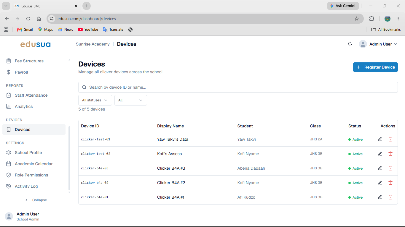 Step #1: Click + Register Device.