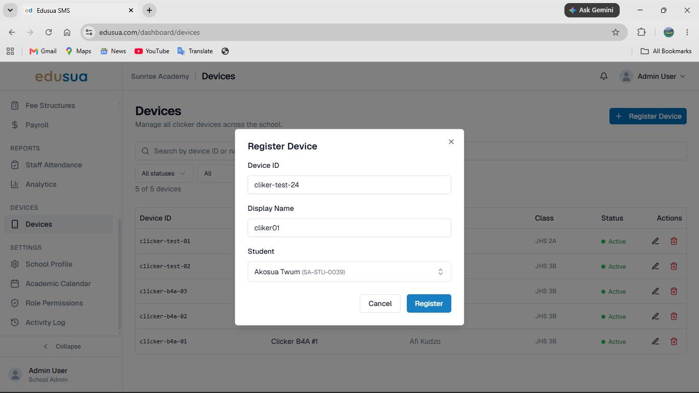 Step #7: Click Register to complete the registration.