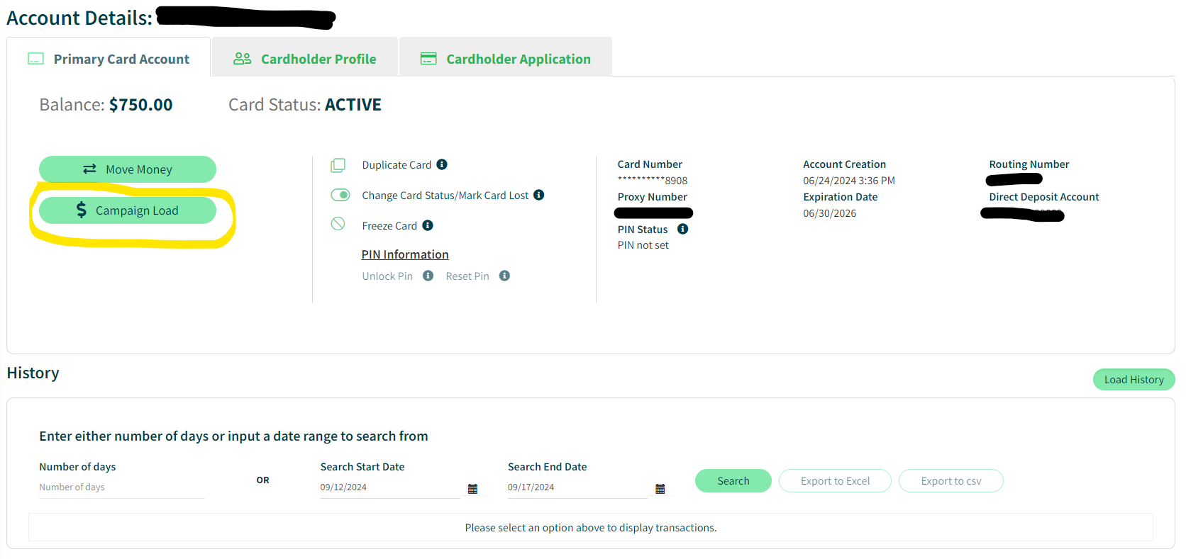 Step #8: Click on "$ Campaign Load"