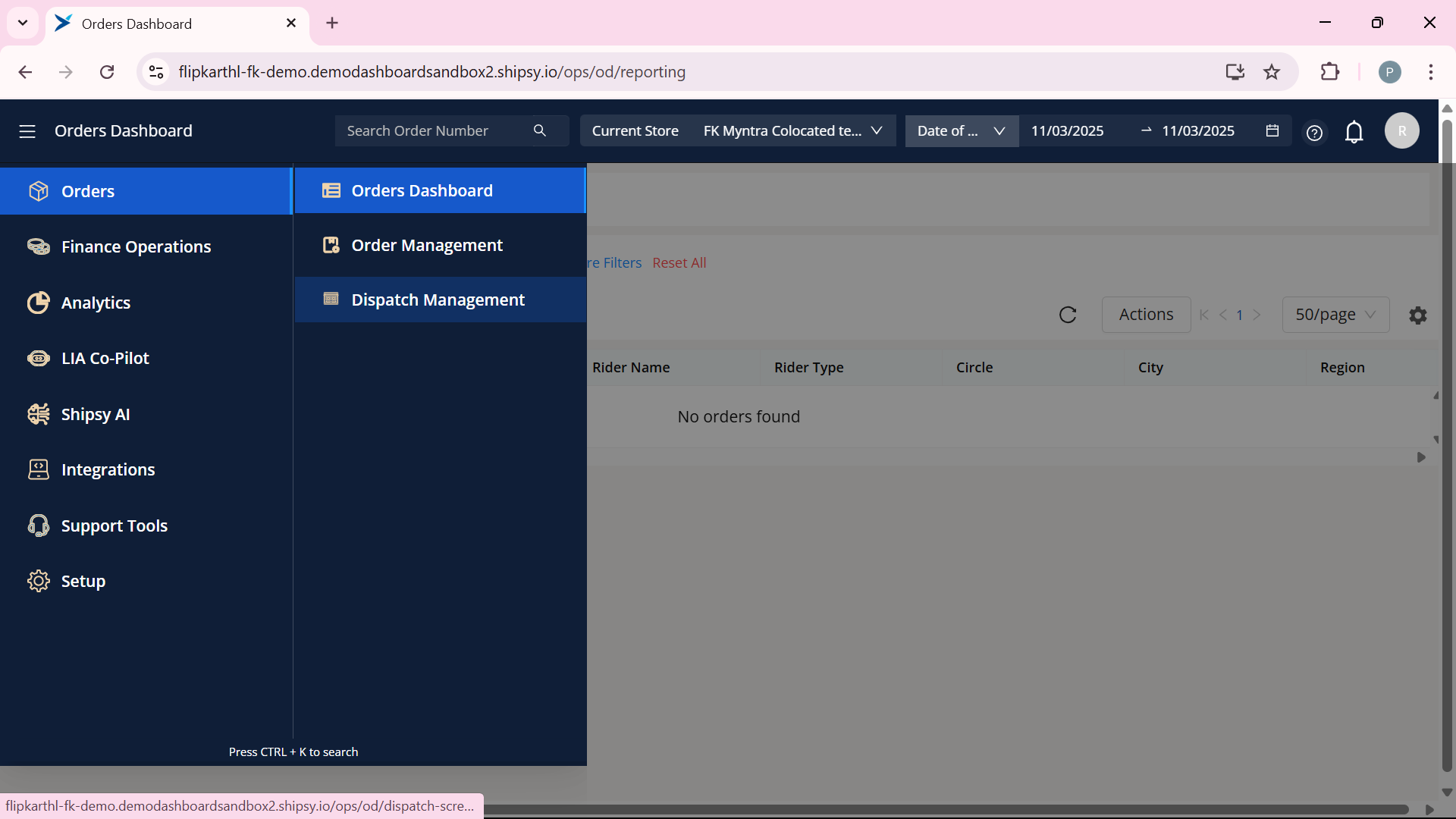 Step #2: Click on "Dispatch Management"