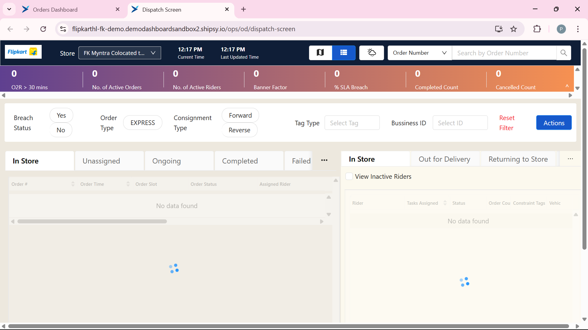 Step #3: Dispatch Screen will open in a new tab like shown in here.