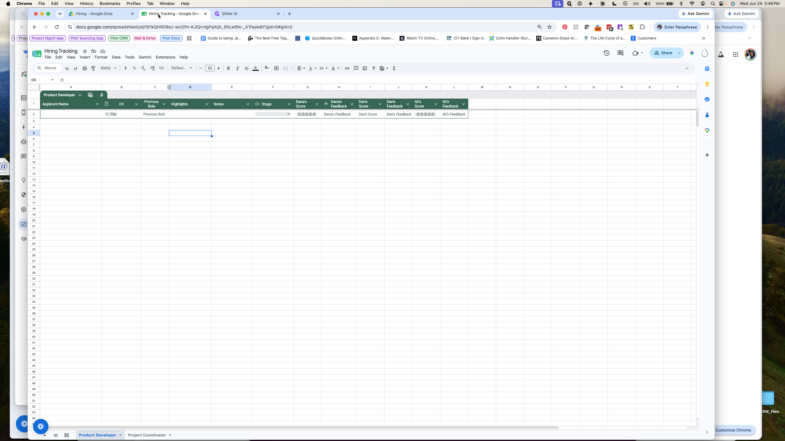 Step #1: Click the Hiring Tracking Google Sheet tab to open your tracker.