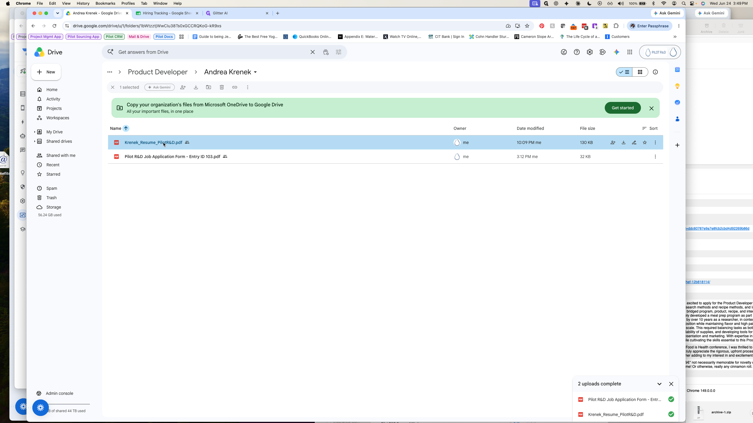 Step #22: Double-click the uploaded resume to preview it directly in Google Drive.