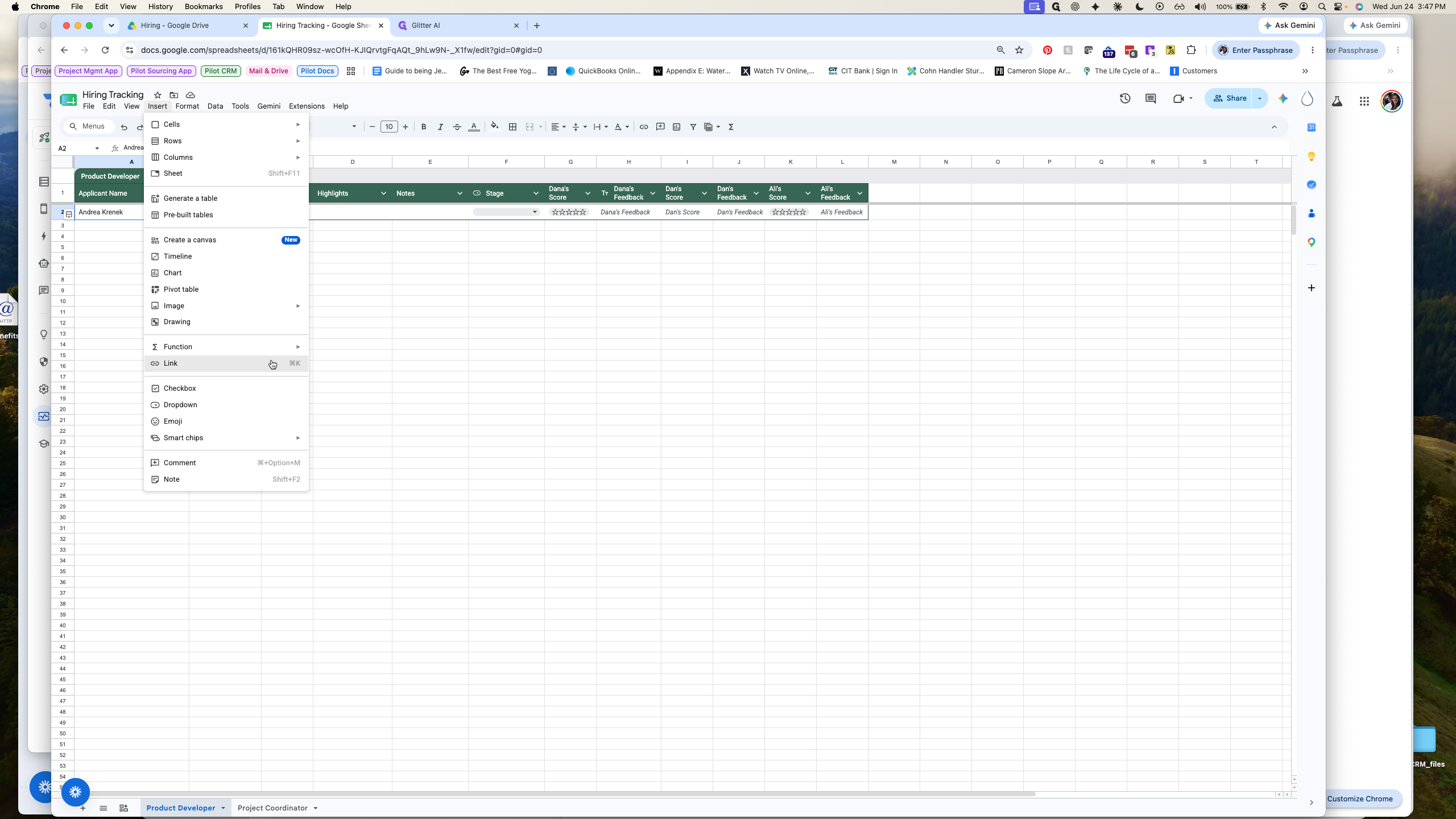Step #12: Select Link from the extended menu.