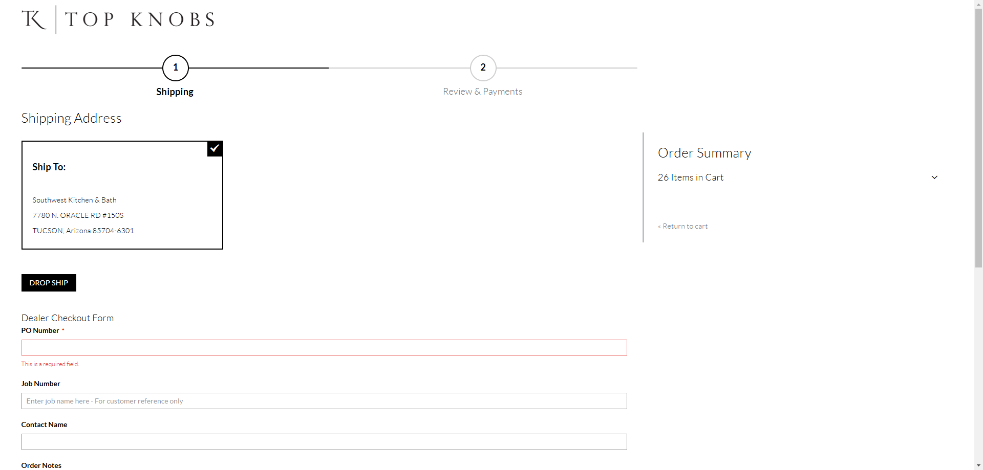 Step #17: The down arrow next to the Order Summary will populate each item's details.