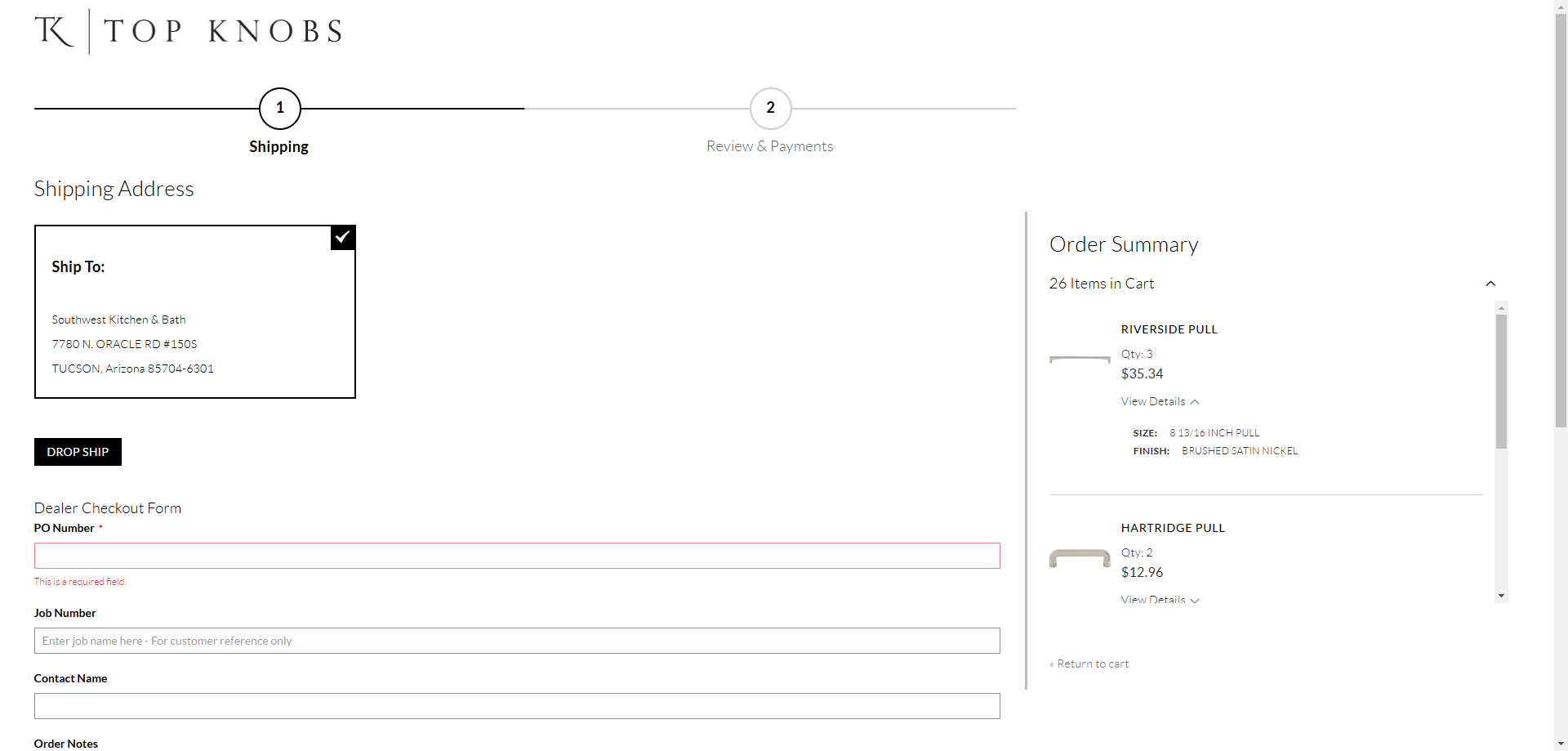 Step #19: Confirm the size & finish
