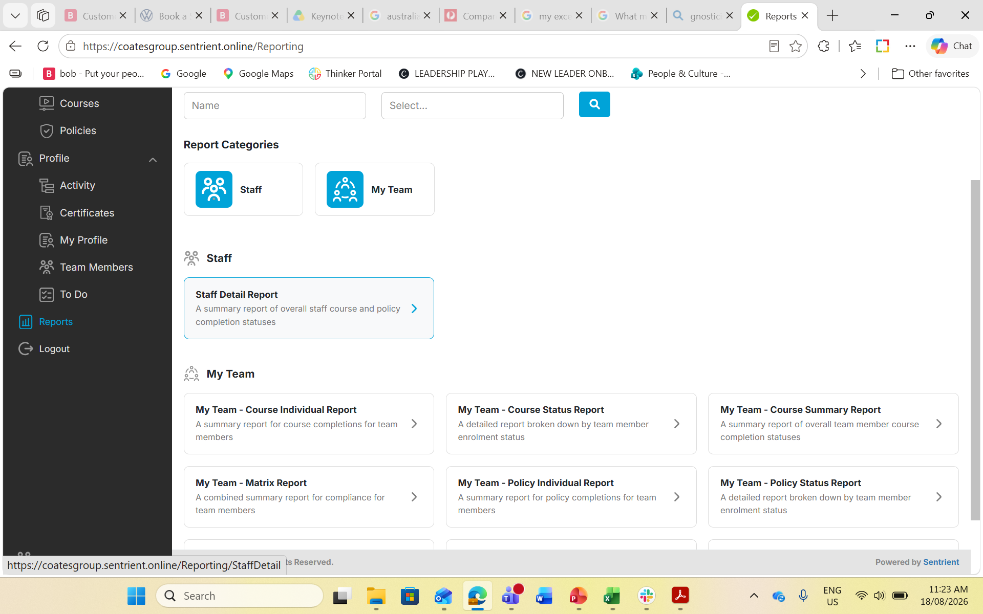 Step #4: Click Staff Detail Report to view your own assigned courses and policies.