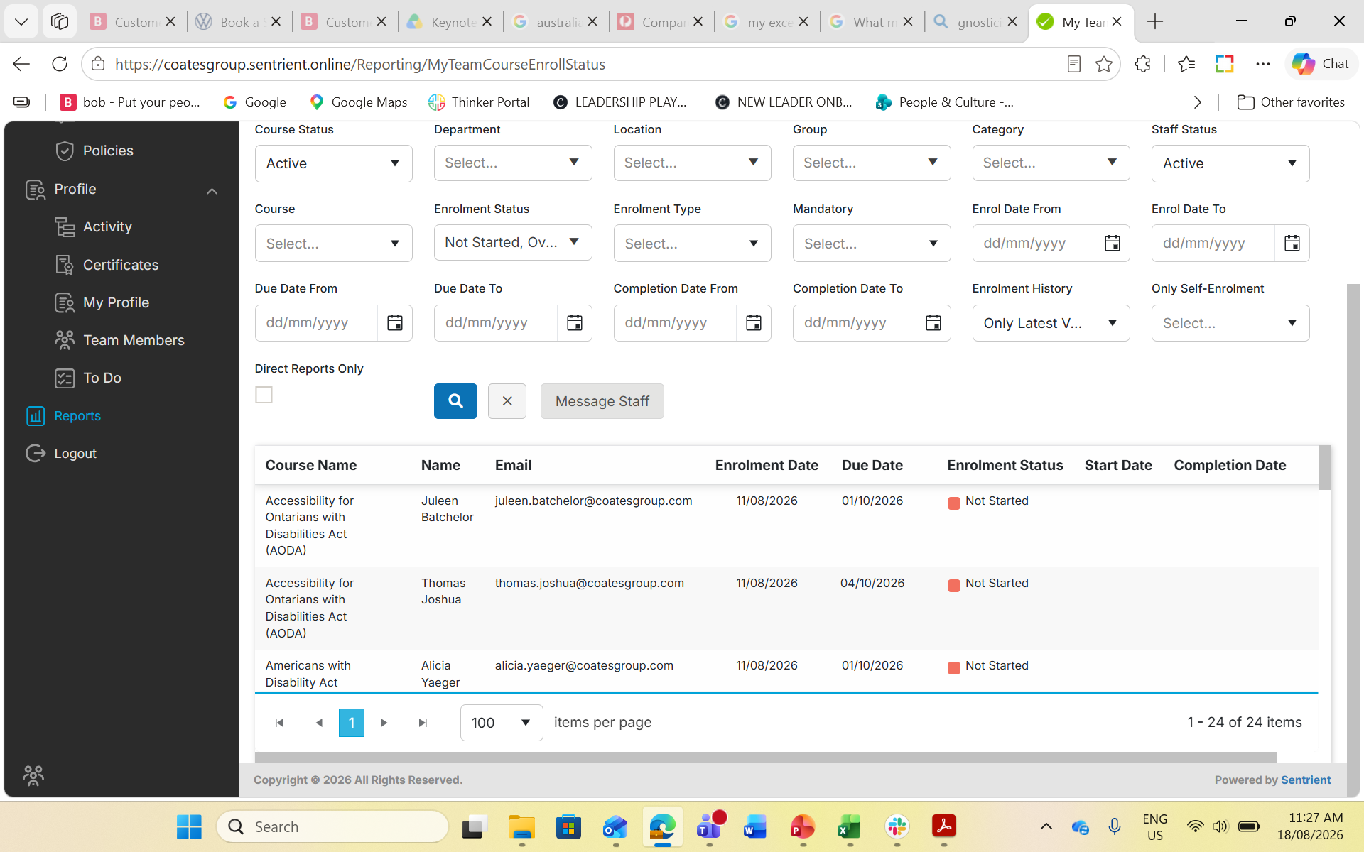 Step #15: Click the Message Staff button located above your report results.