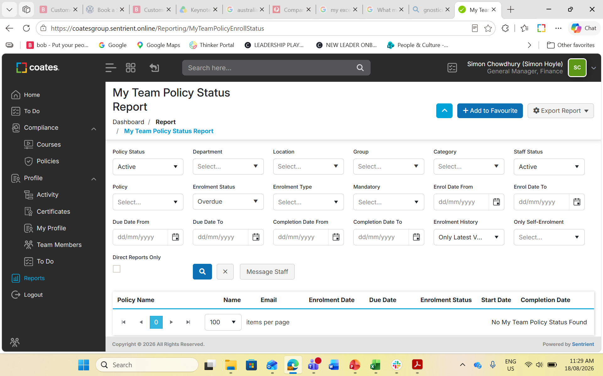 Step #20: From any generated report, click + Add to Favourite to save your filter configuration.