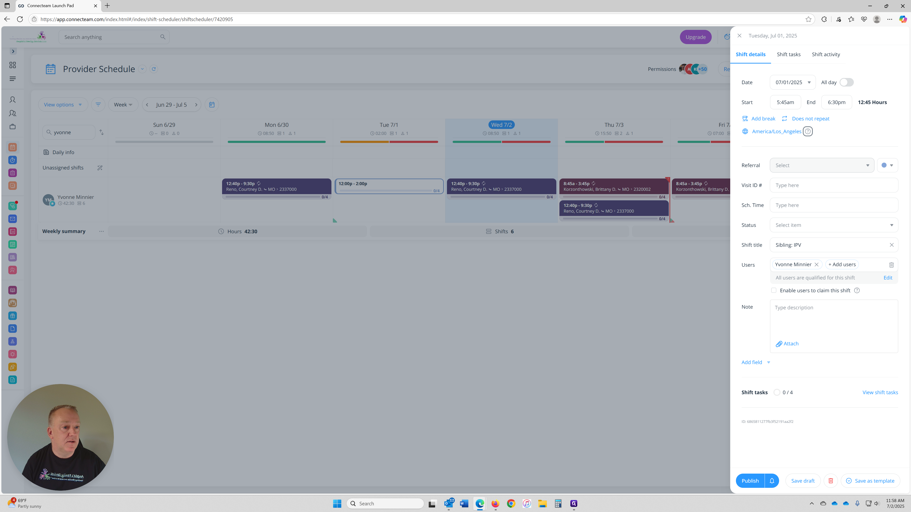 Step #6: In the Shift Details panel, click the Referral dropdown to select the appropriate referral case.
