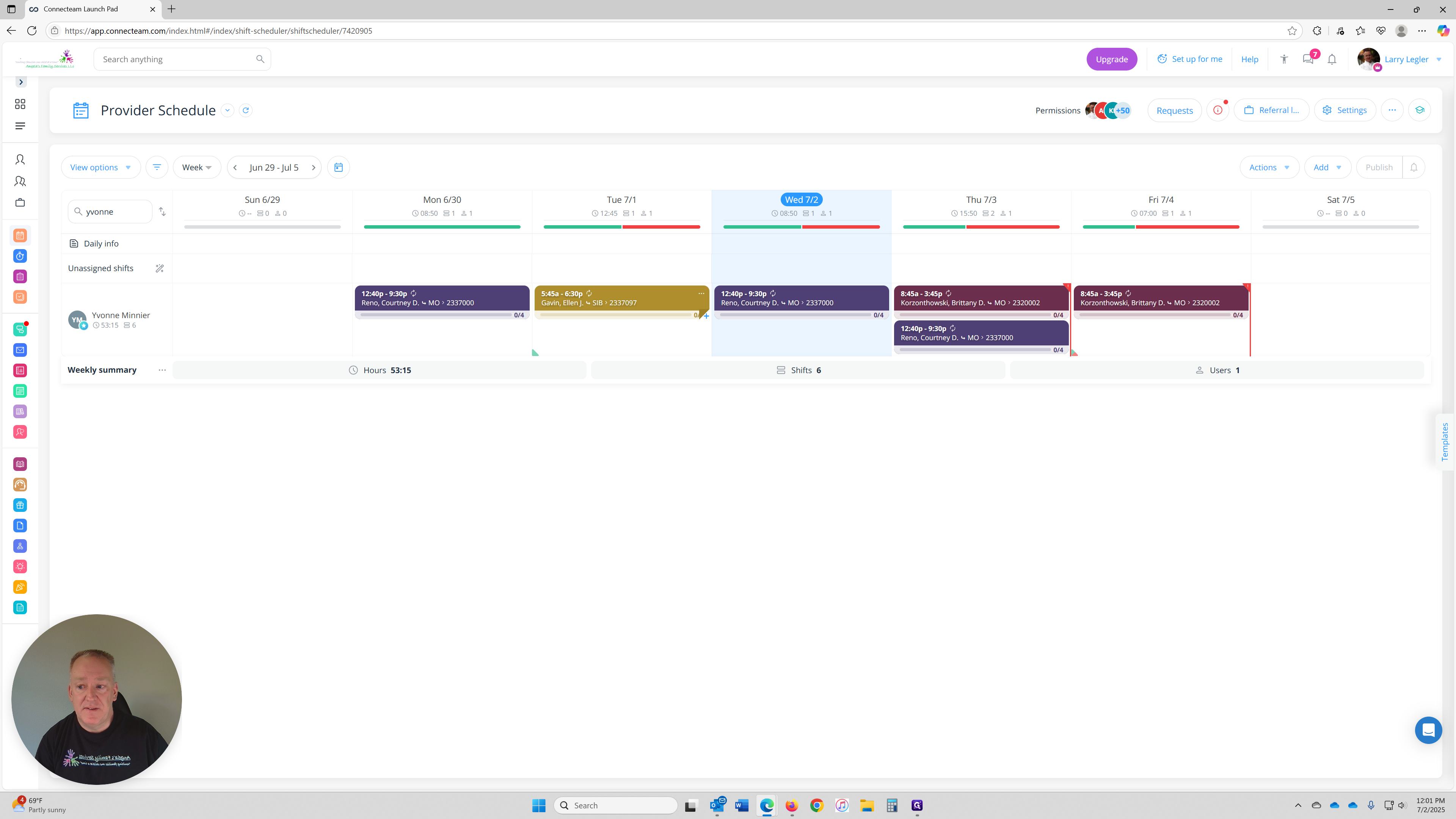 Step #25: This shows the new repeating shift that starts on 07/01 for this case.
